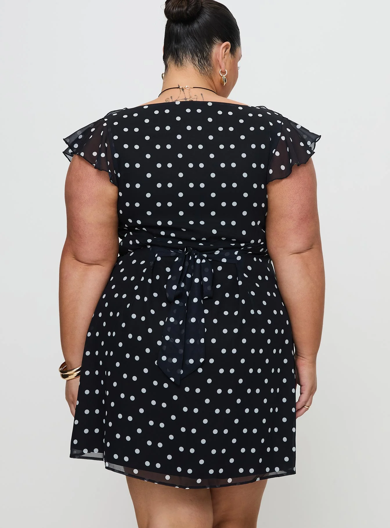 I Guess So Mini Dress Black Polka Dot - TREBLEV