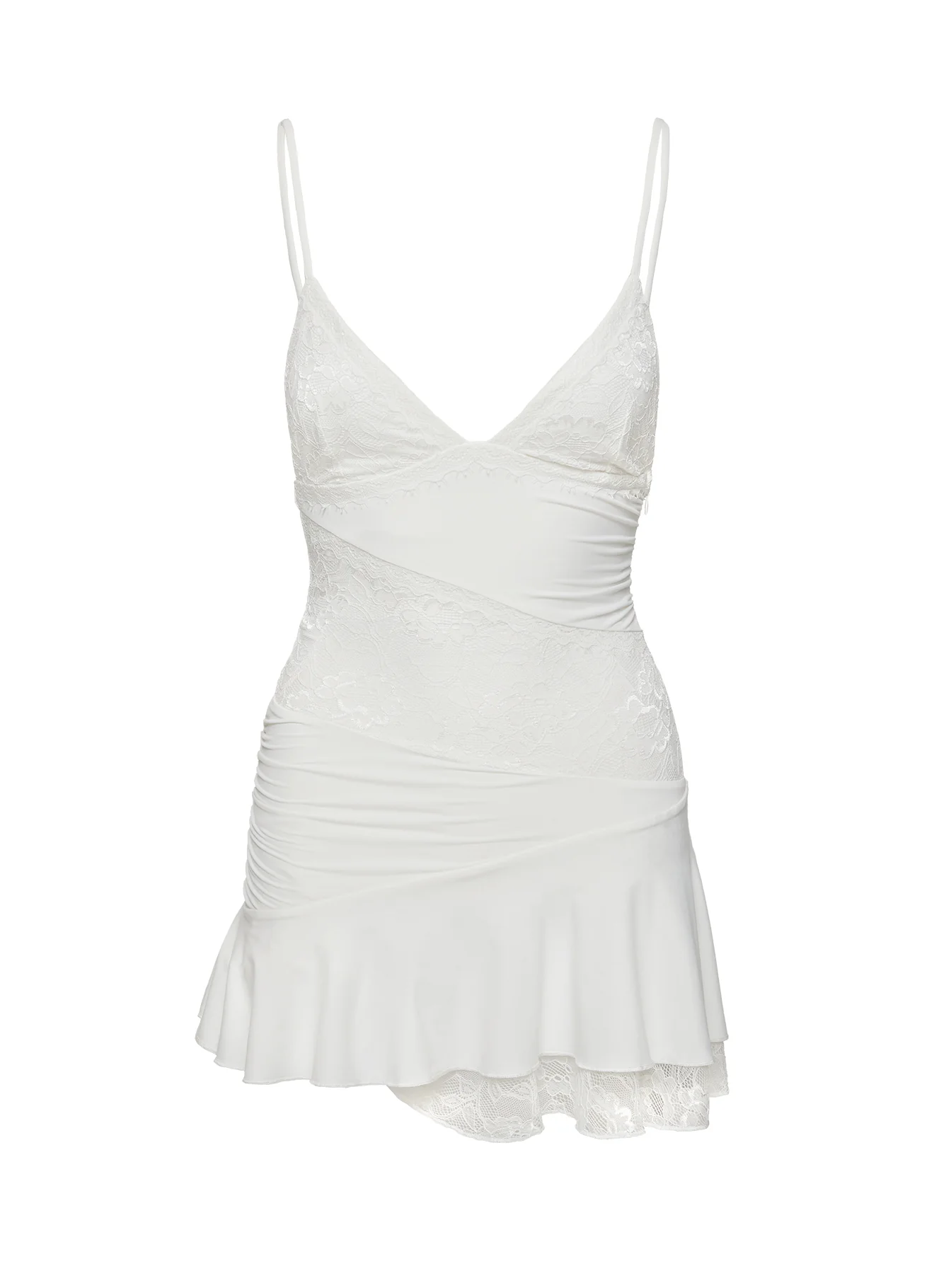 Love Is Alive Lace Mini Dress White - TREBLEV