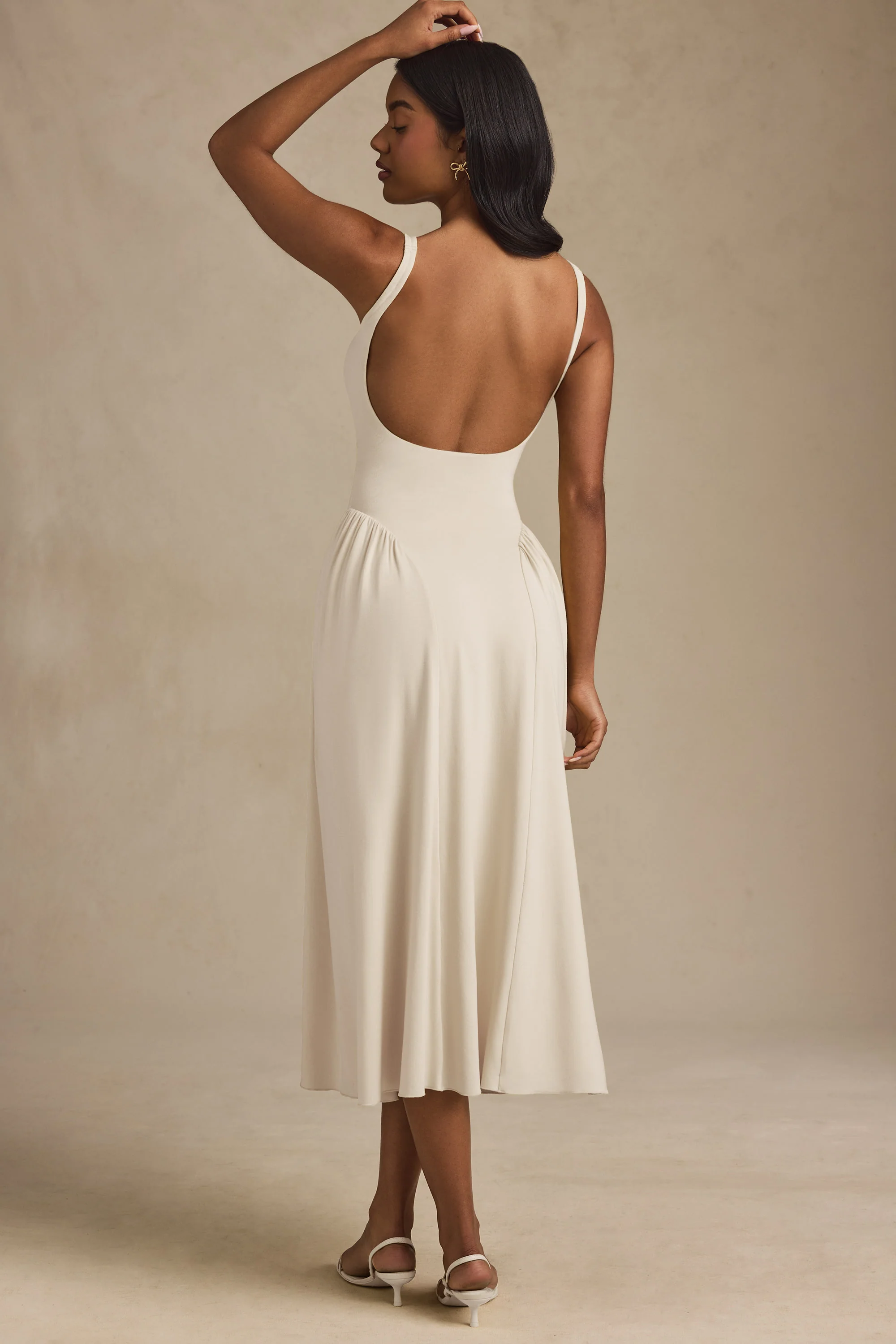 Modal A-Line Midaxi Dress in Ivory - TREBLEV