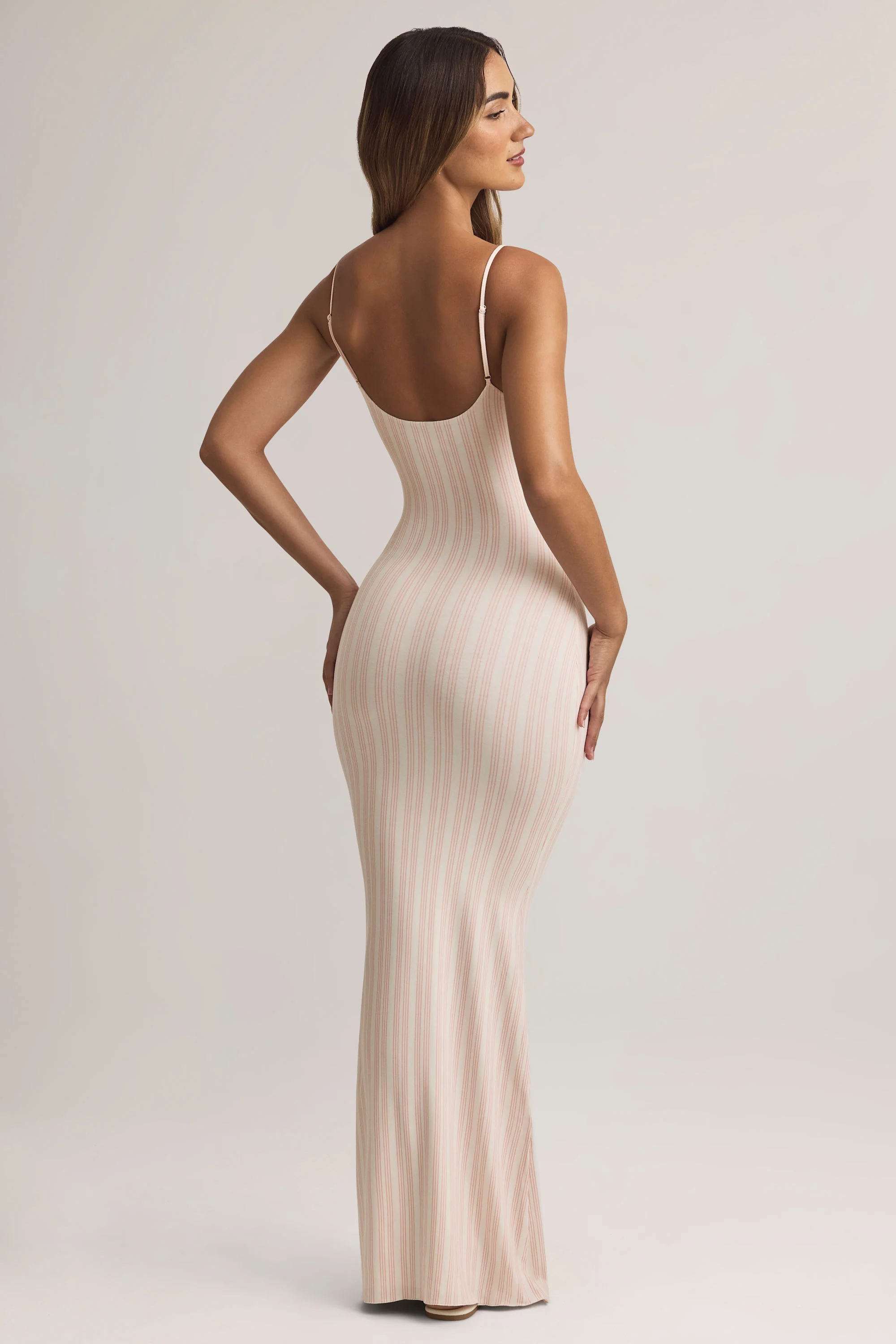 Modal Scoop-Neck Maxi Dress in Stripe Print - TREBLEV