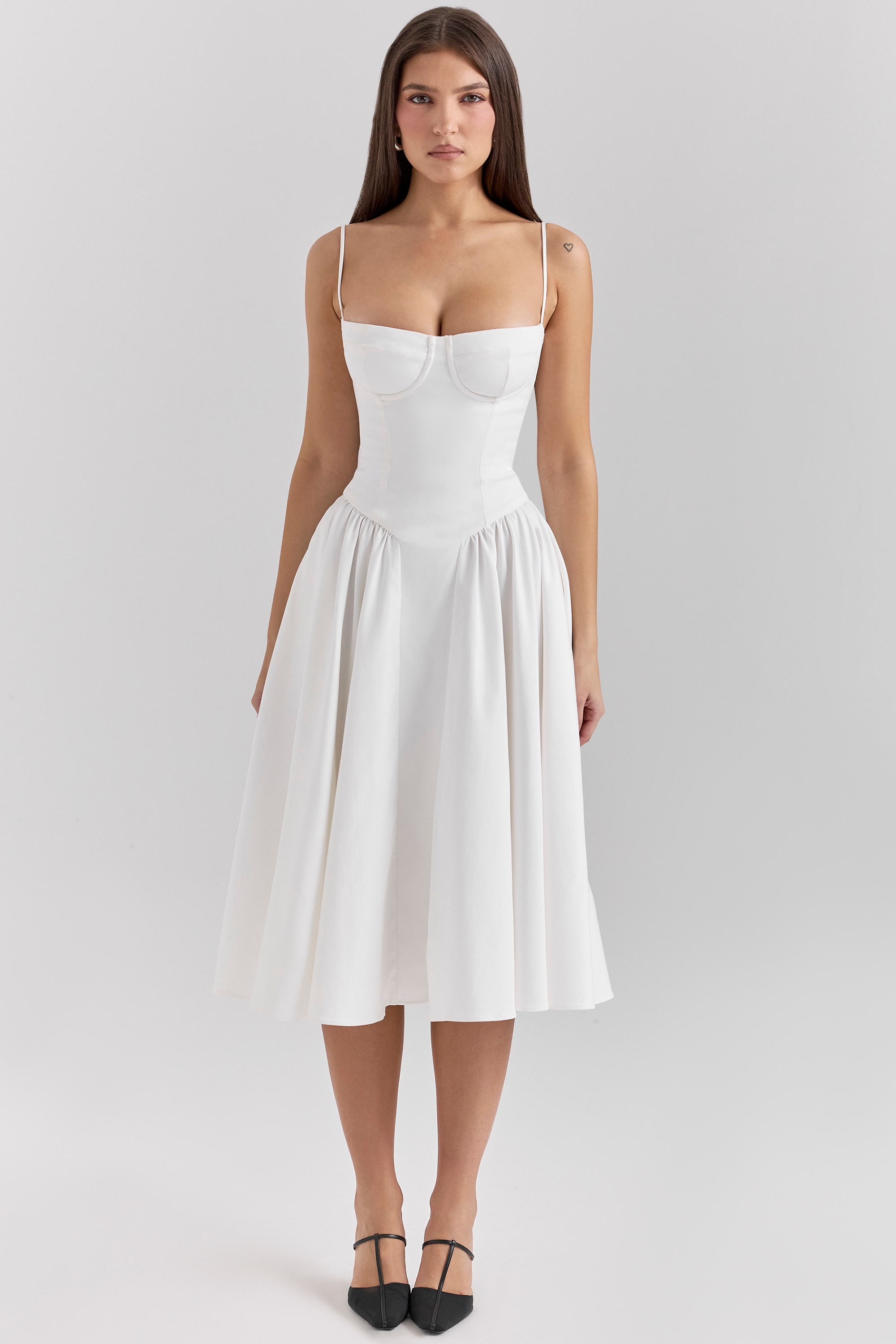 White Corset Midi Dress - TREBLEV