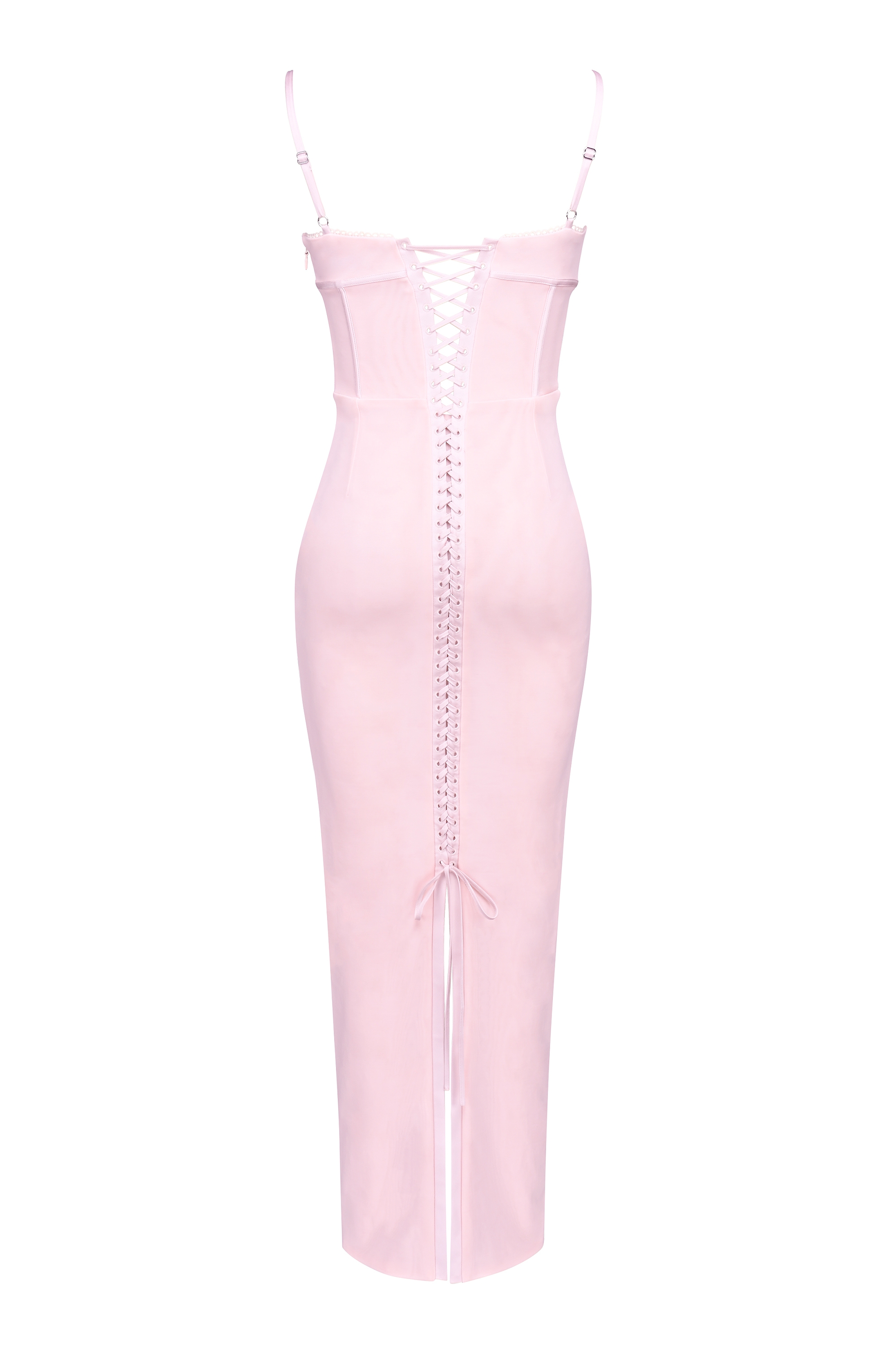 Pink Mesh Bodycon Maxi Dress - TREBLEV