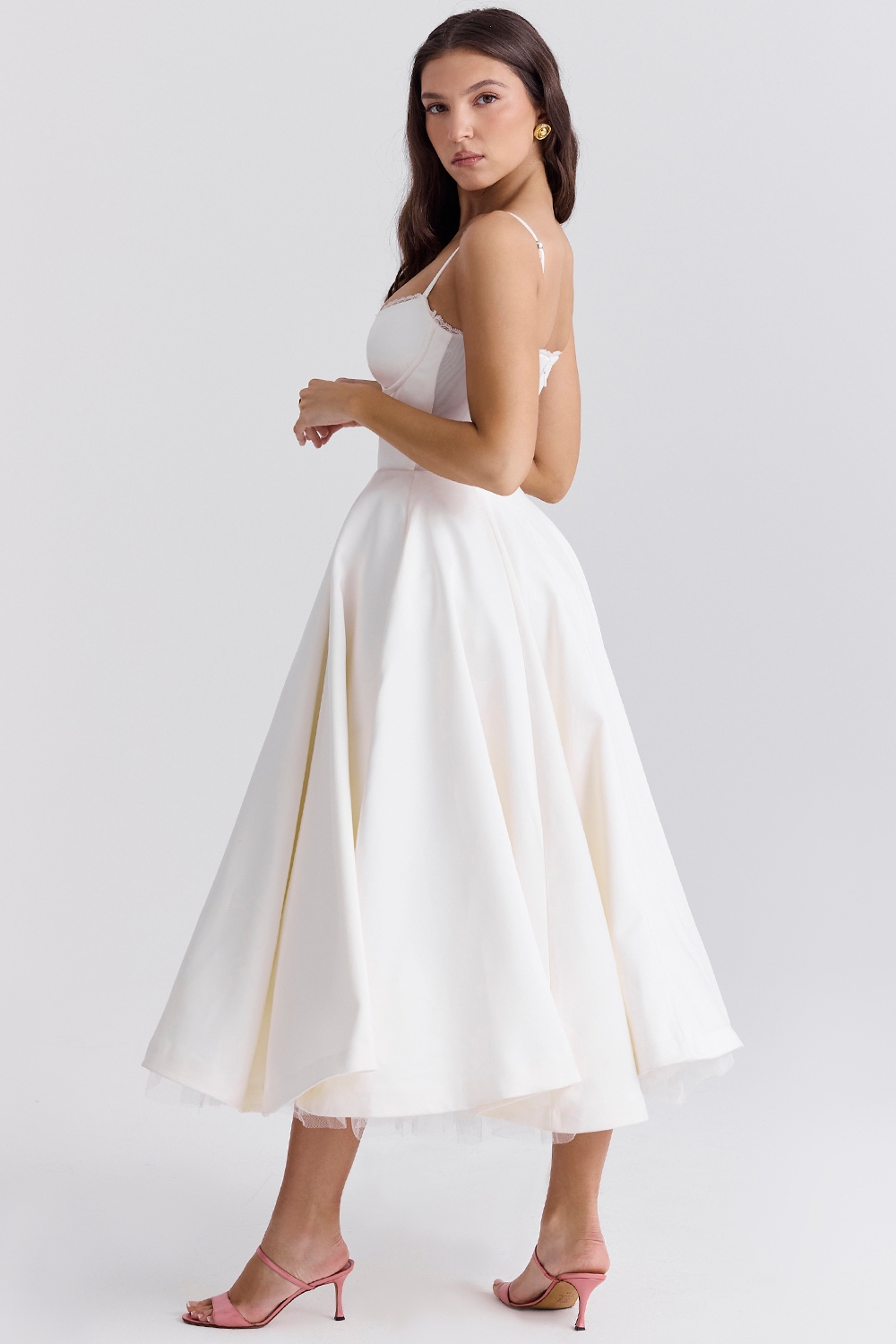 White Tulle Midi Dress - TREBLEV