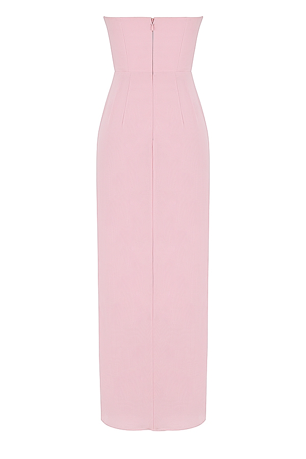 Pink Quartz Georgette Strapless Gown - TREBLEV