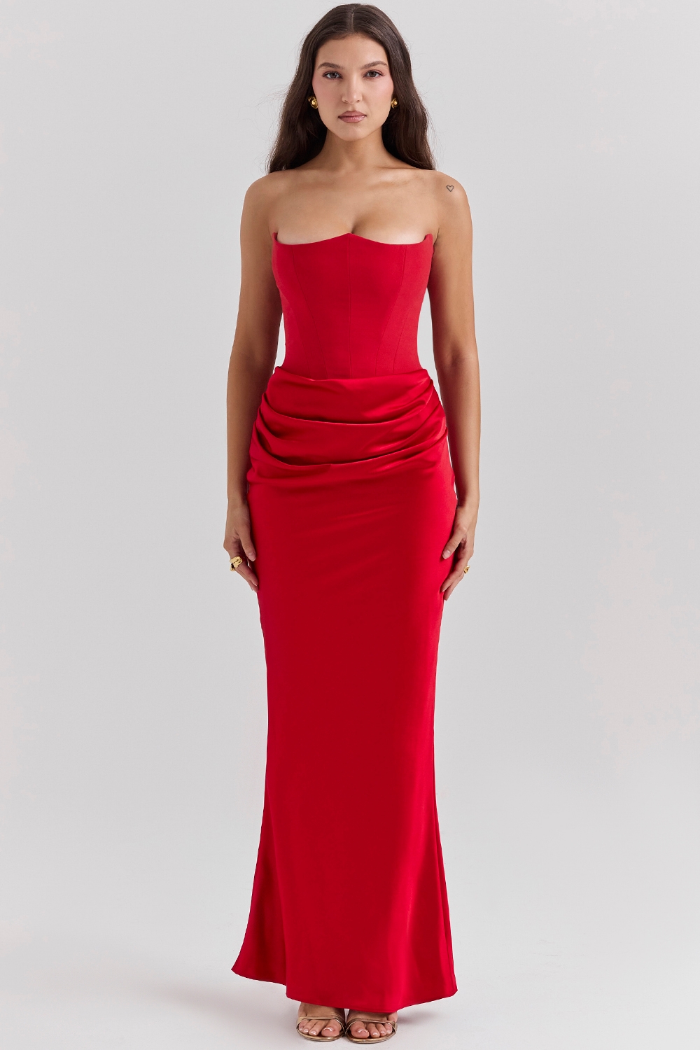 Scarlet Strapless Corset Maxi Dress - TREBLEV