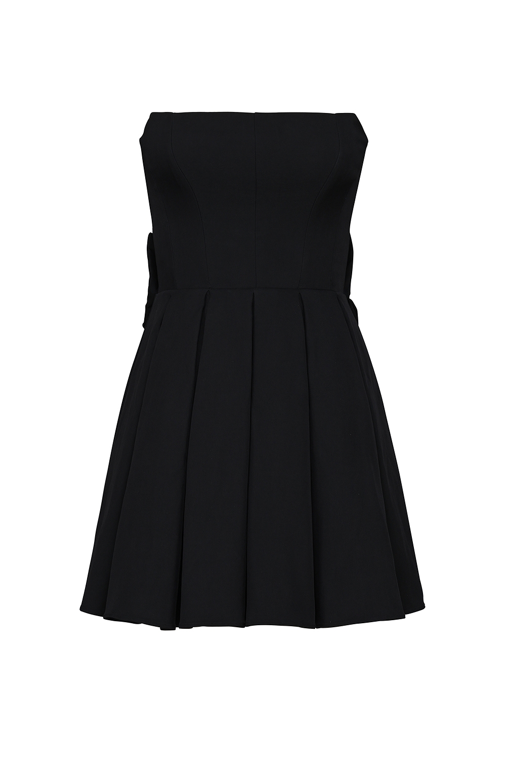 Black Strapless Detachable Bow Mini Dress - TREBLEV