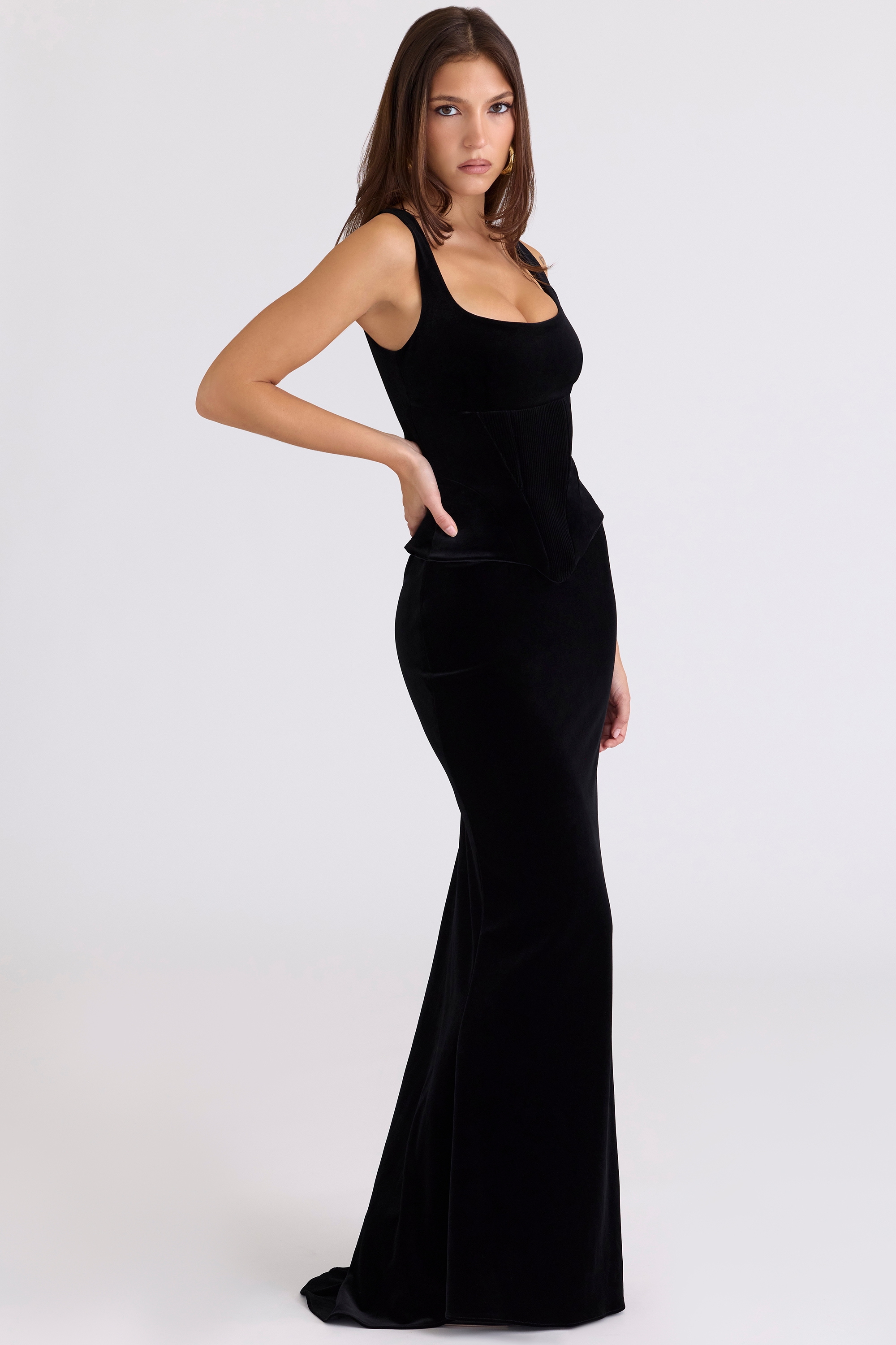 Black Velvet Hourglass Maxi Dress - Limited Edition - TREBLEV