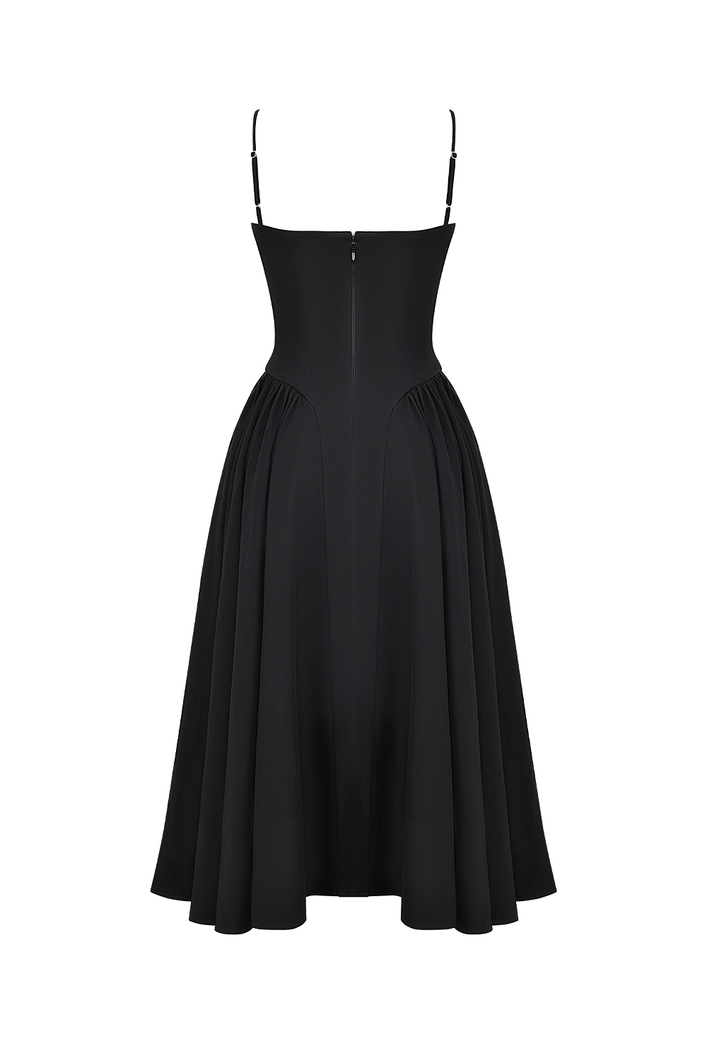 Black Corset Midi Dress - TREBLEV