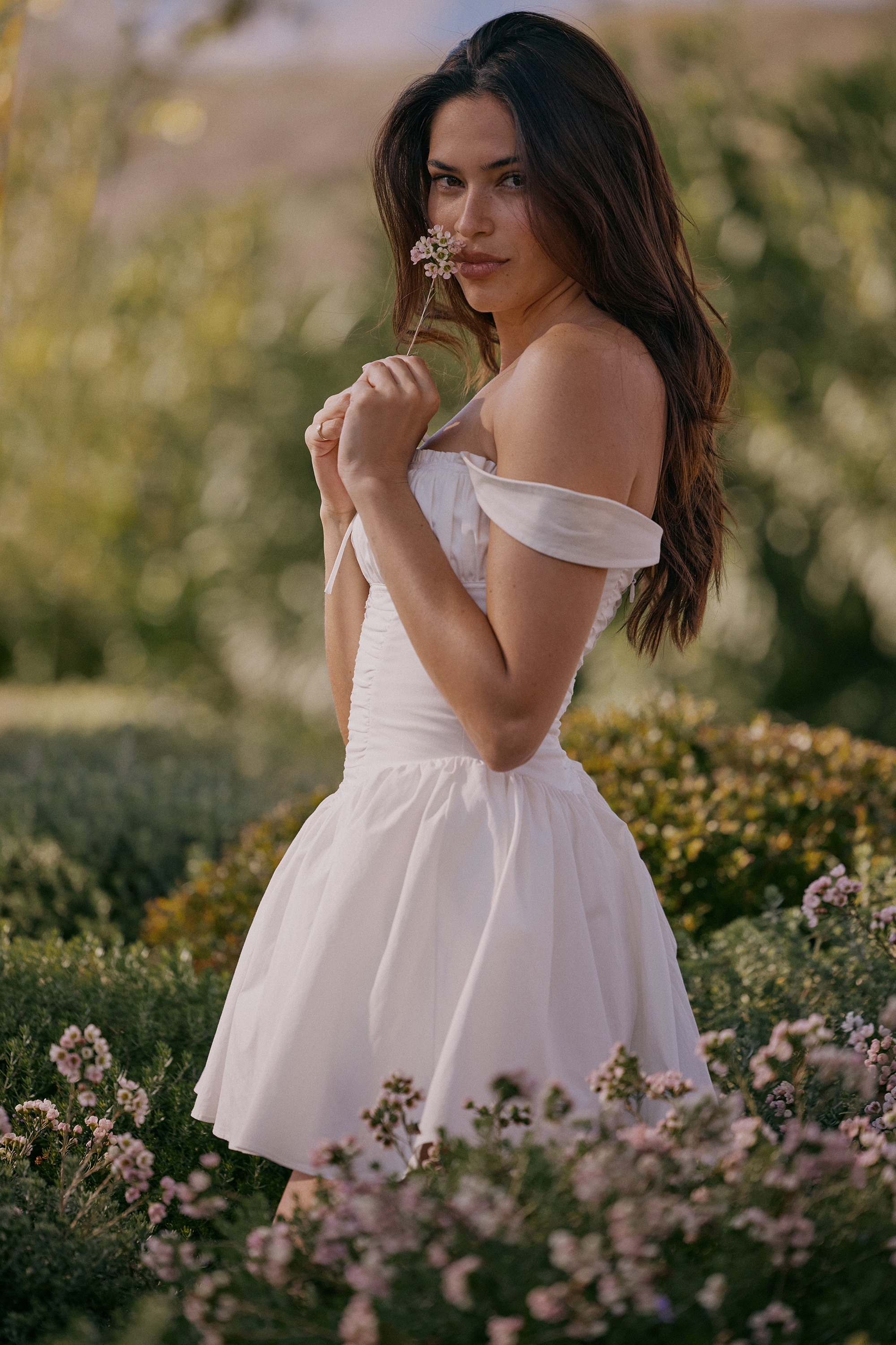 White Cotton Mini Dress With Bloomers - TREBLEV