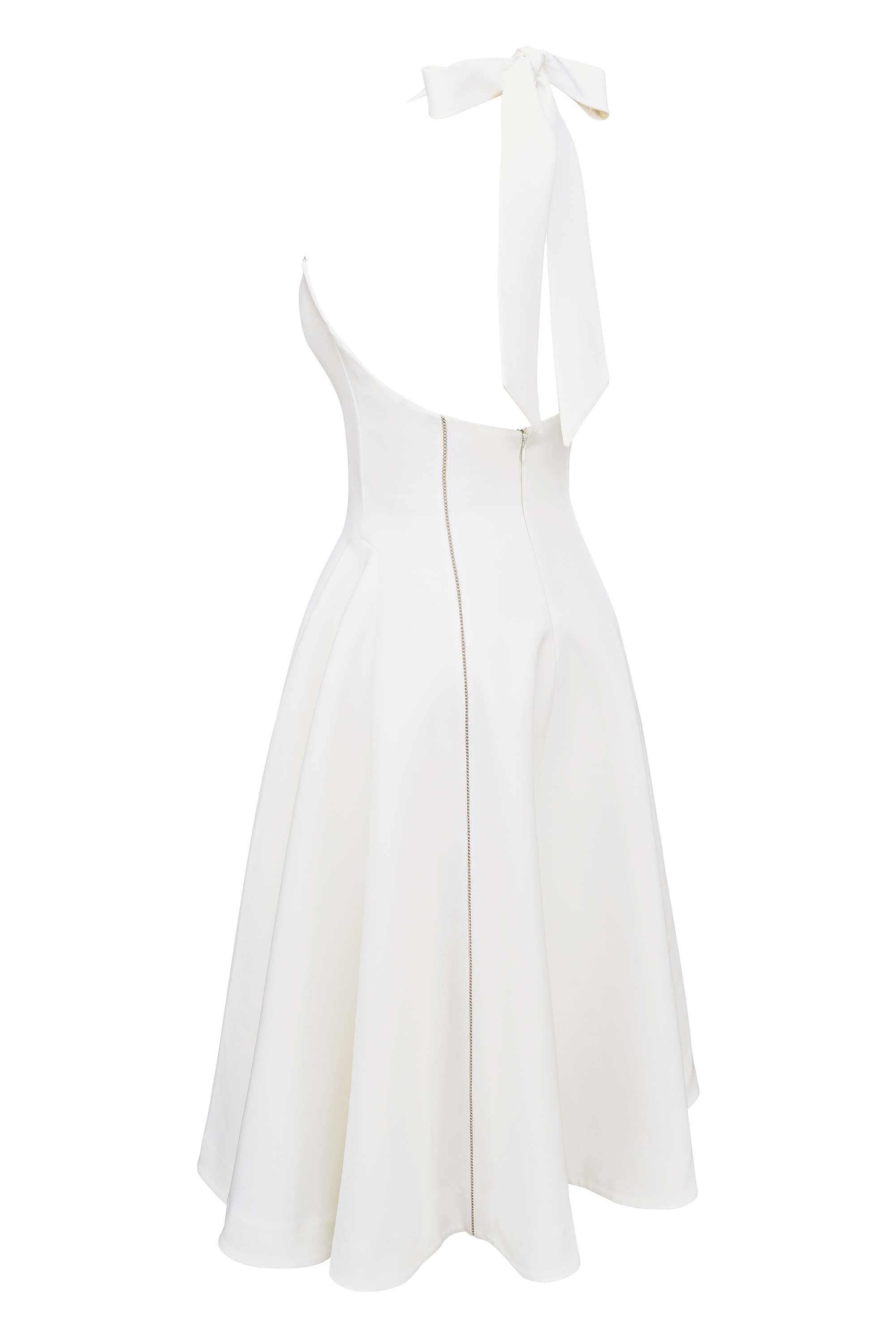 Ivory Halter Neck Midi Dress - TREBLEV