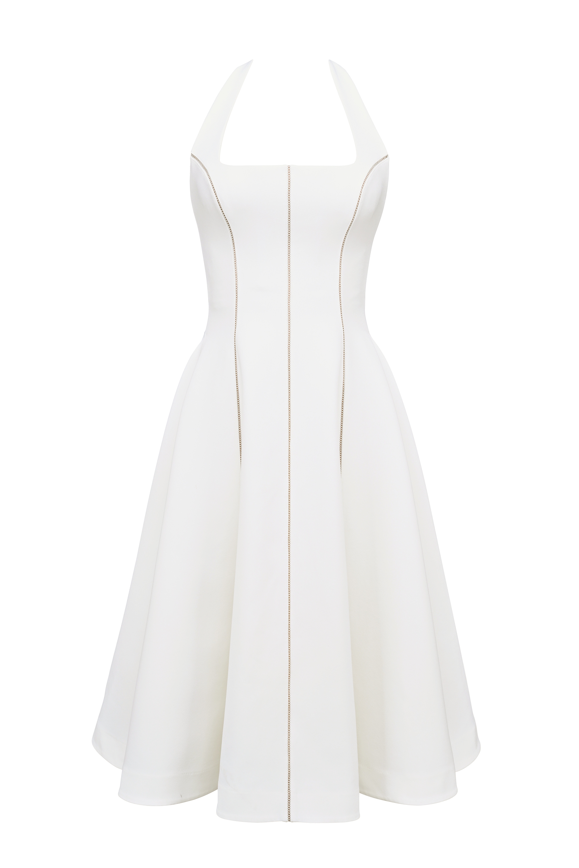 Ivory Halter Neck Midi Dress - TREBLEV