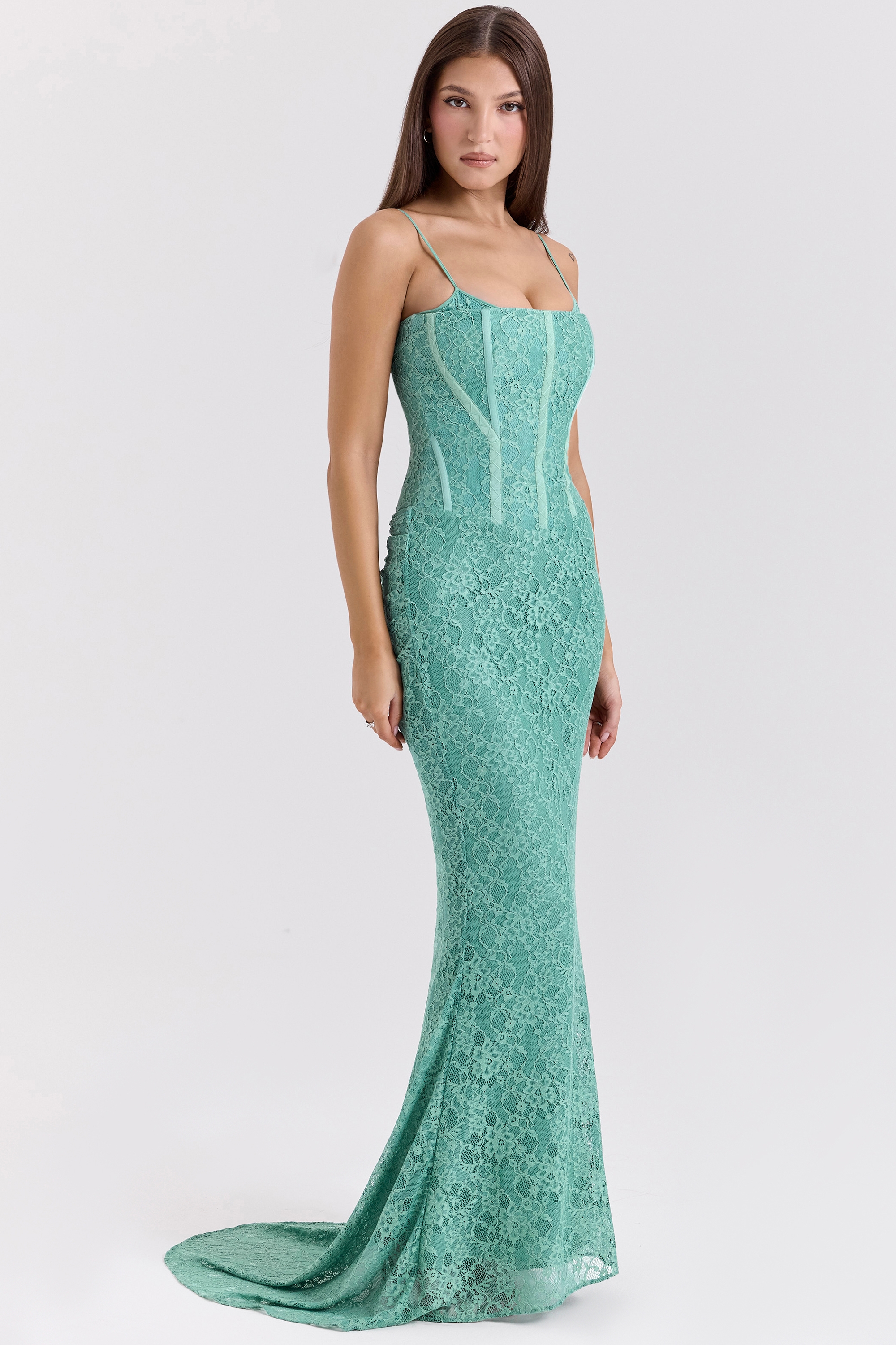 Jade Lace Corset Maxi Dress - TREBLEV
