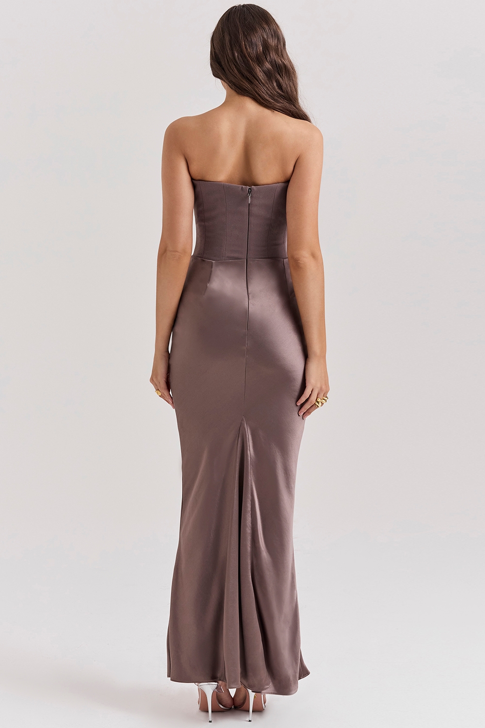 Smoke Strapless Corset Maxi Dress - TREBLEV