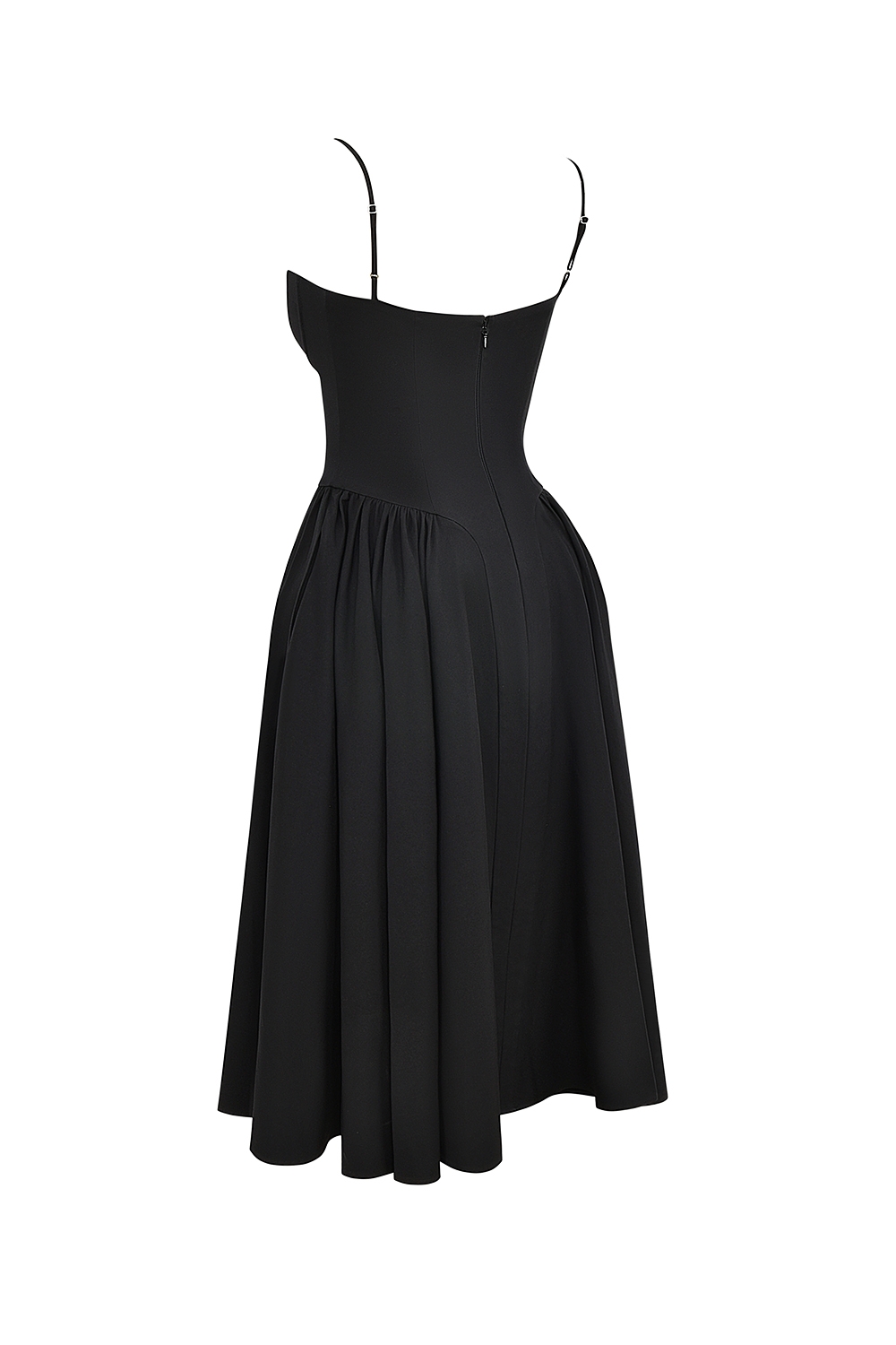 Black Corset Midi Dress - TREBLEV
