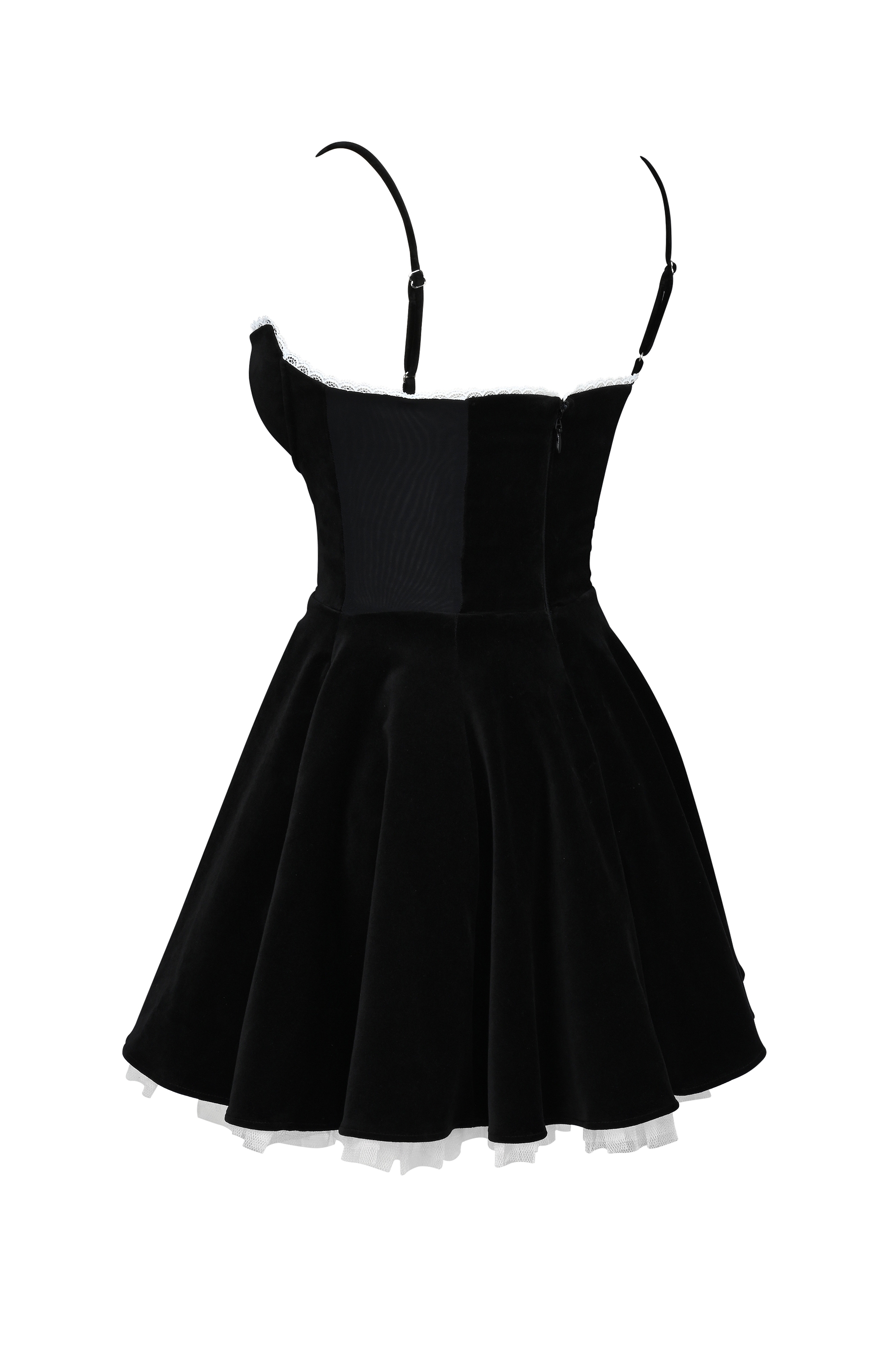 Black Velvet Tulle Mini Dress - TREBLEV