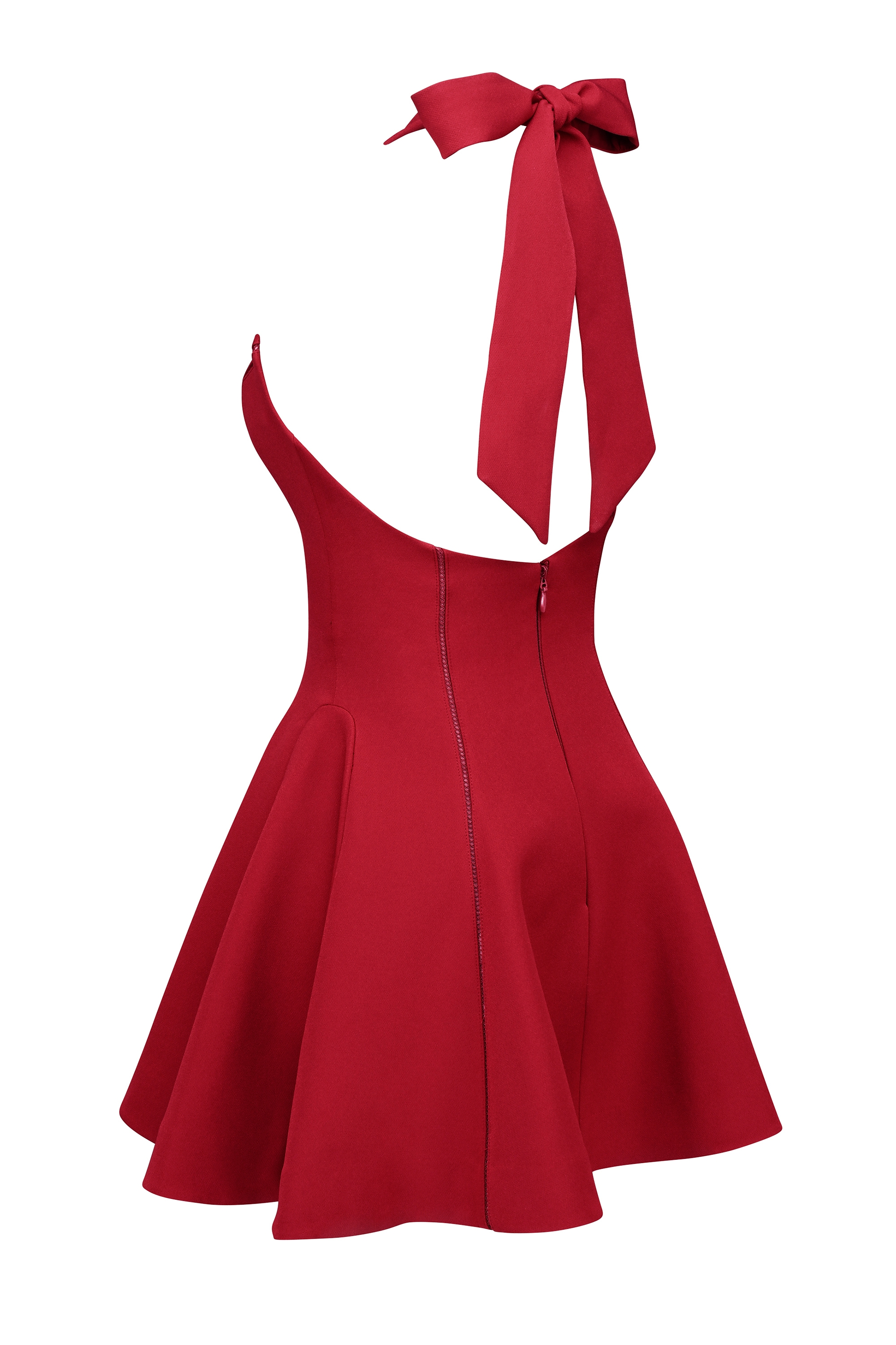 Red Halter Neck Bow Mini Dress - TREBLEV