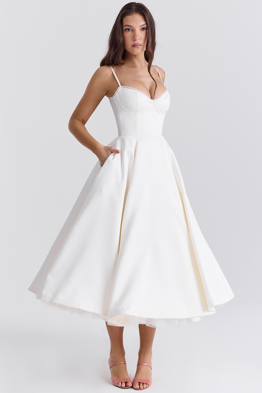 White Tulle Midi Dress - TREBLEV