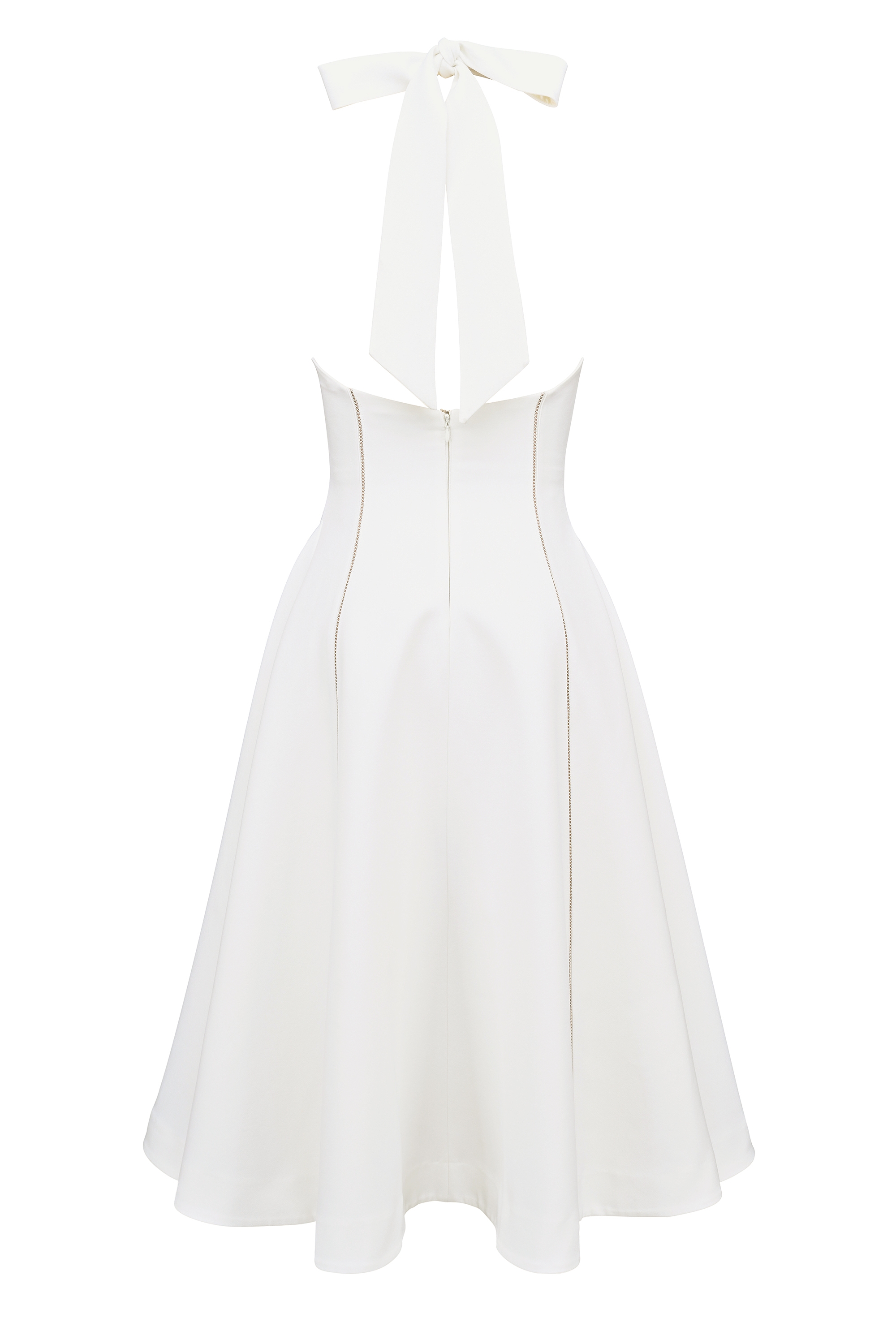 Ivory Halter Neck Midi Dress - TREBLEV