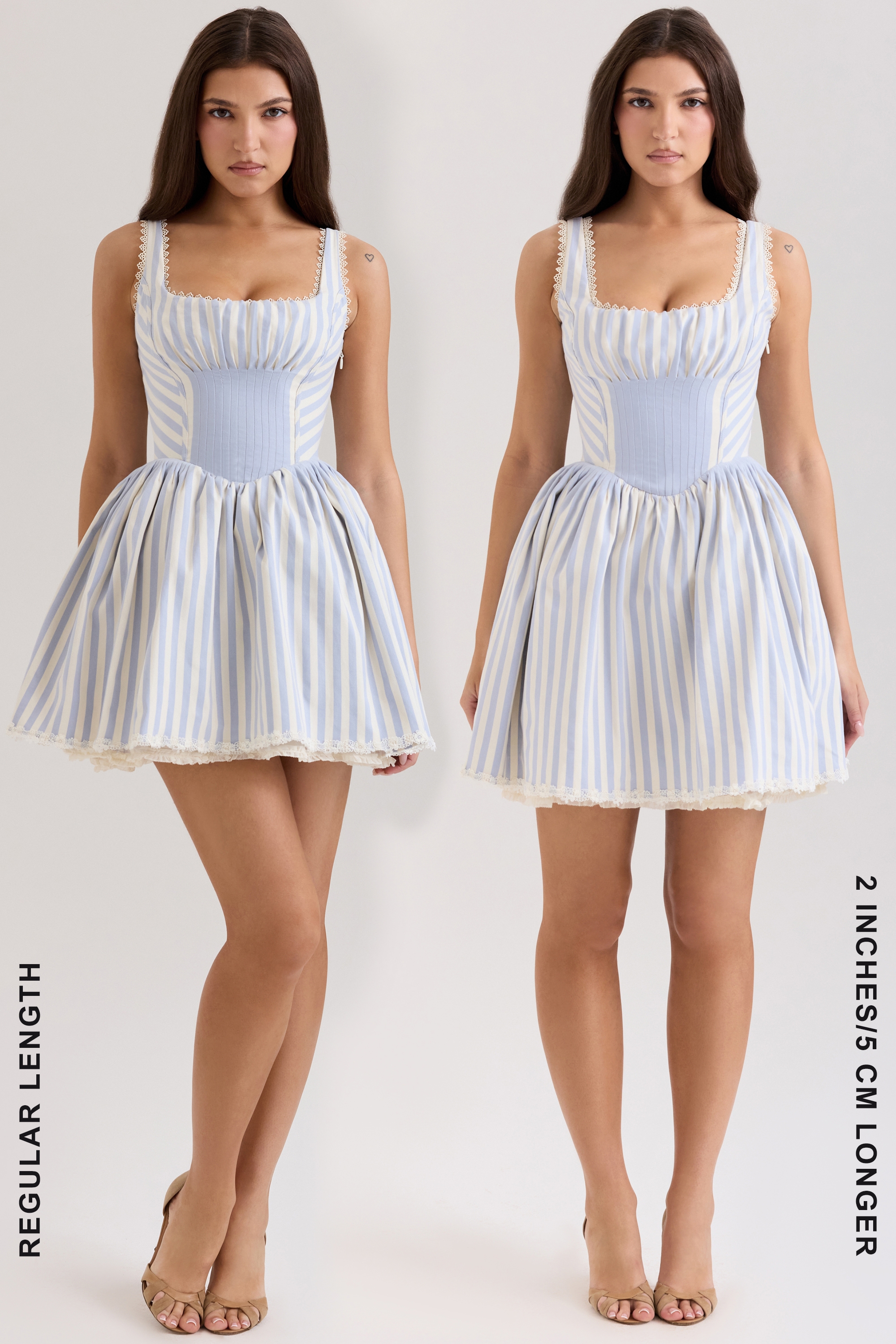 Blue Striped Pintucked Mini Dress - TREBLEV