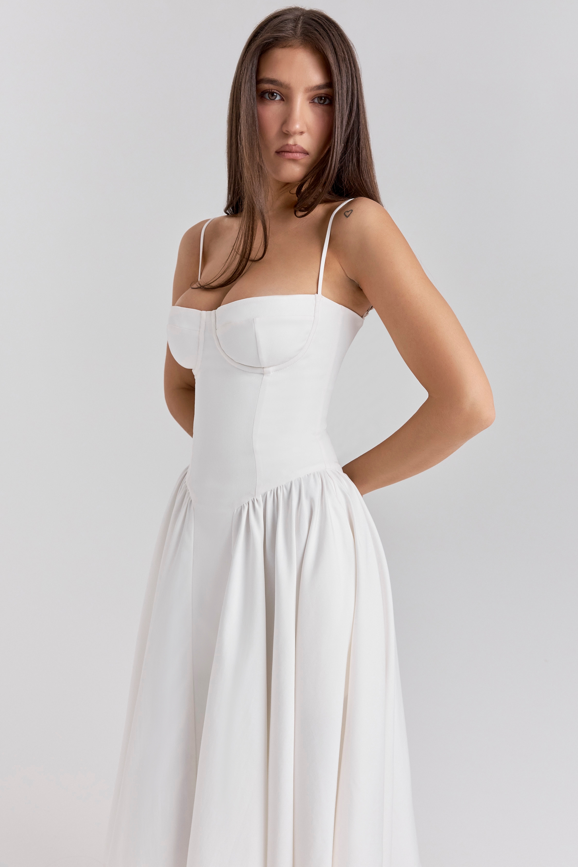 White Corset Midi Dress - TREBLEV