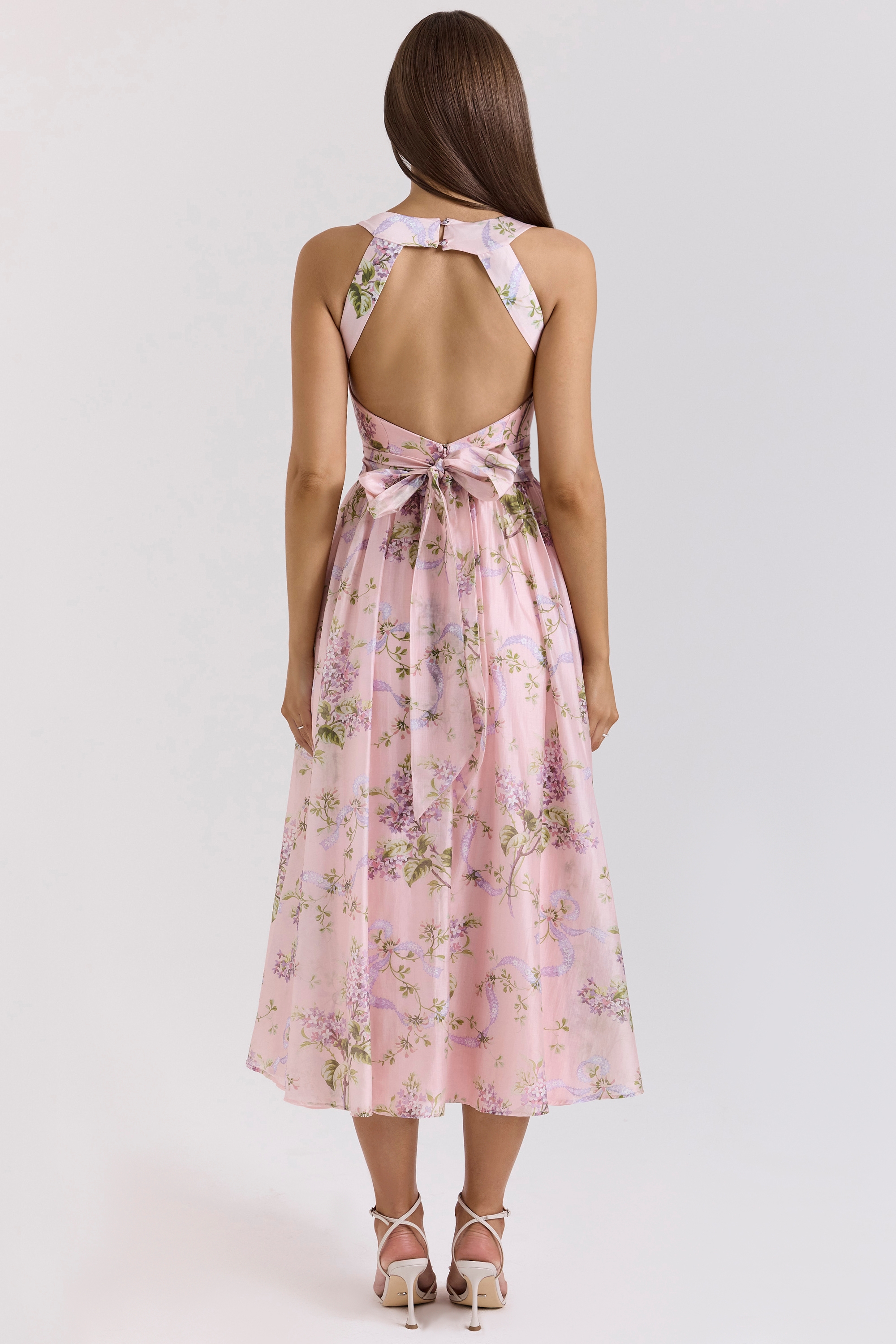 Pink Floaty Chiffon Midi Sundress - TREBLEV