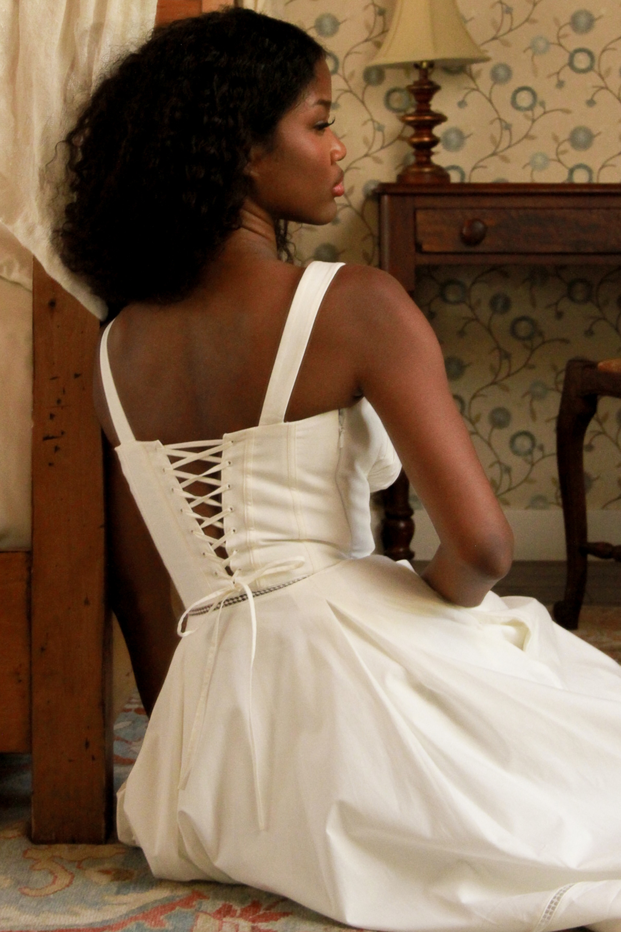 White Cotton Button Front Midi Dress - TREBLEV