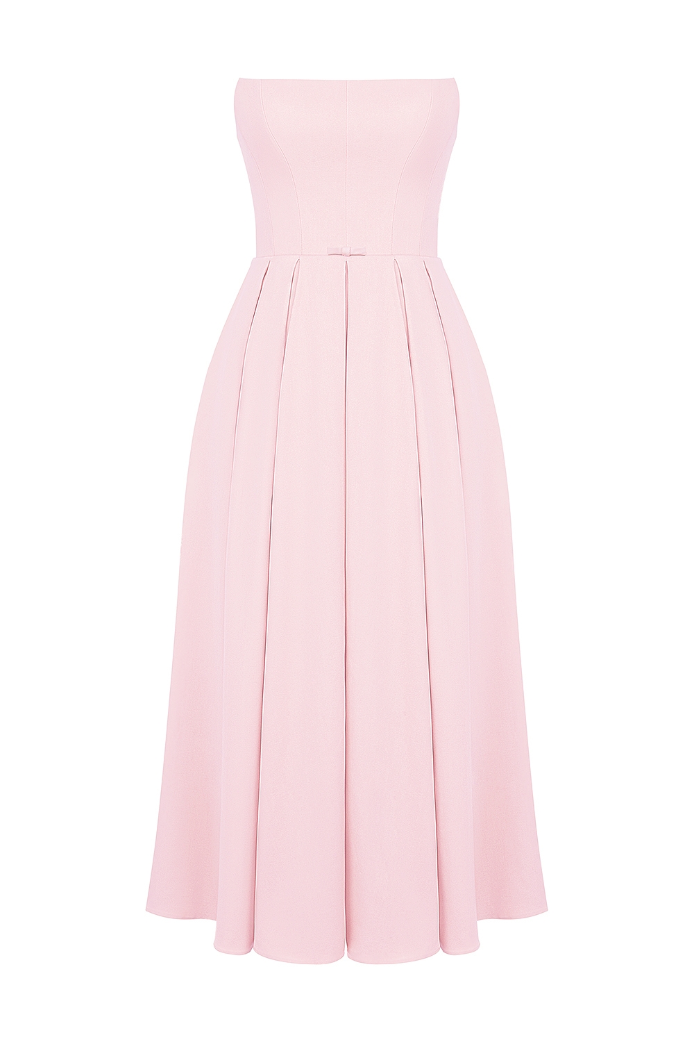 Parisian Pink Strapless Corset Midi Dress - TREBLEV