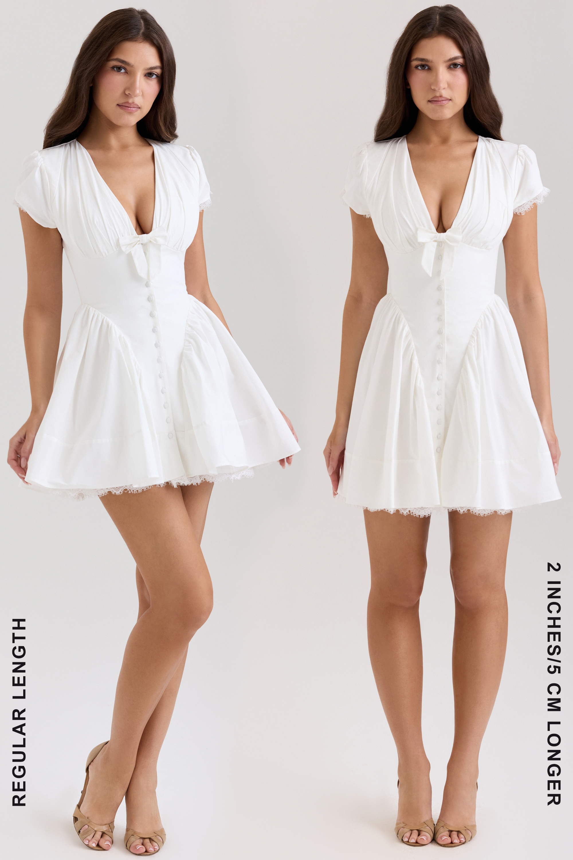 White Stretch Cotton Mini Dress - TREBLEV