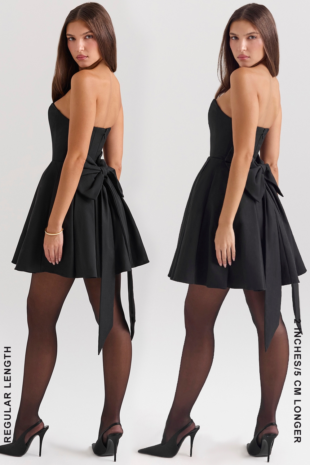 Black Strapless Detachable Bow Mini Dress - TREBLEV