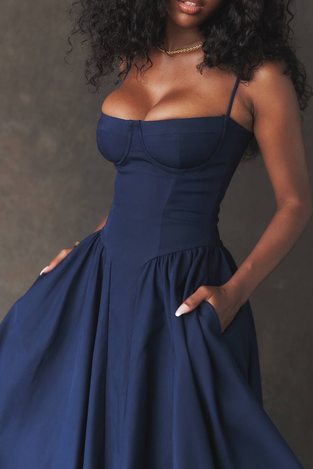 French Navy Corset Sundress - TREBLEV