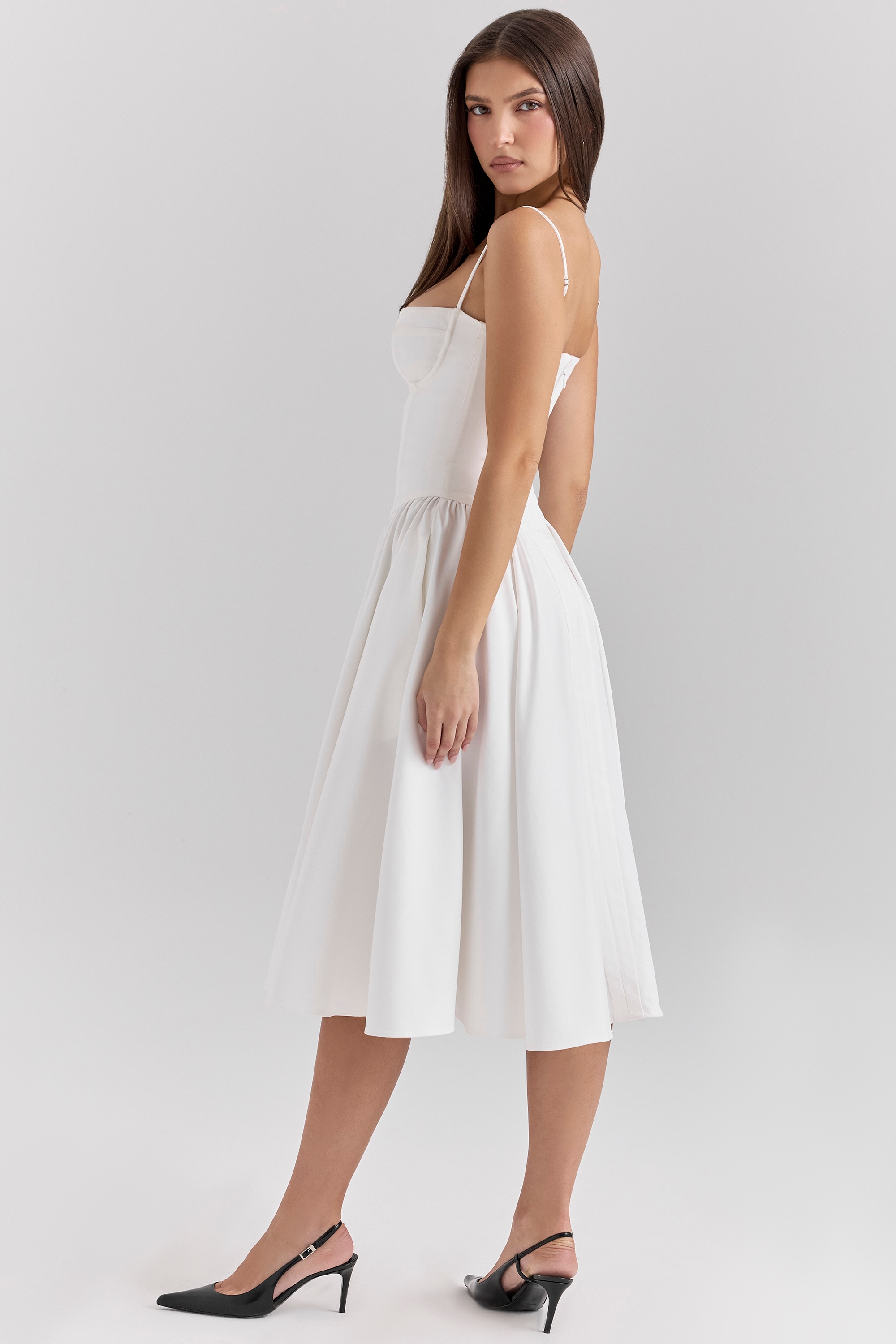 White Corset Midi Dress - TREBLEV