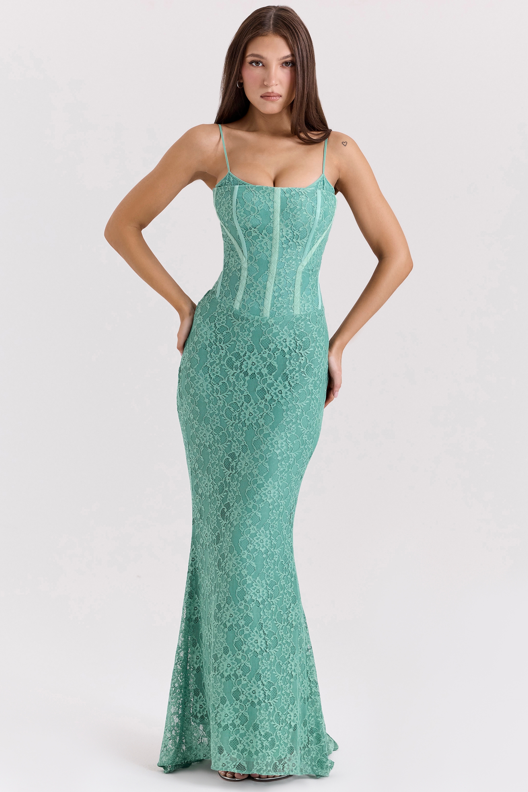 Jade Lace Corset Maxi Dress - TREBLEV