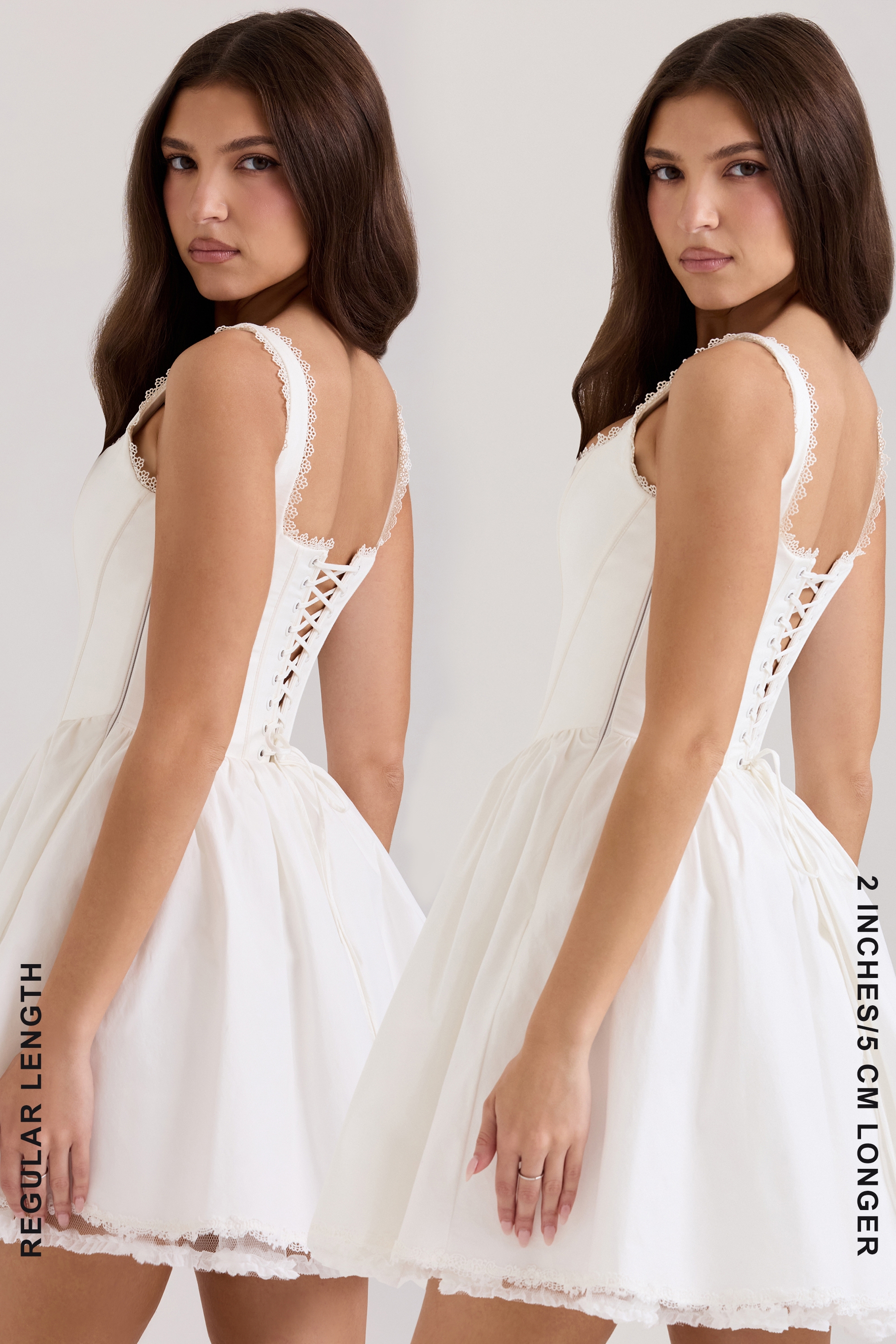 White Stretch Cotton Mini Dress - TREBLEV