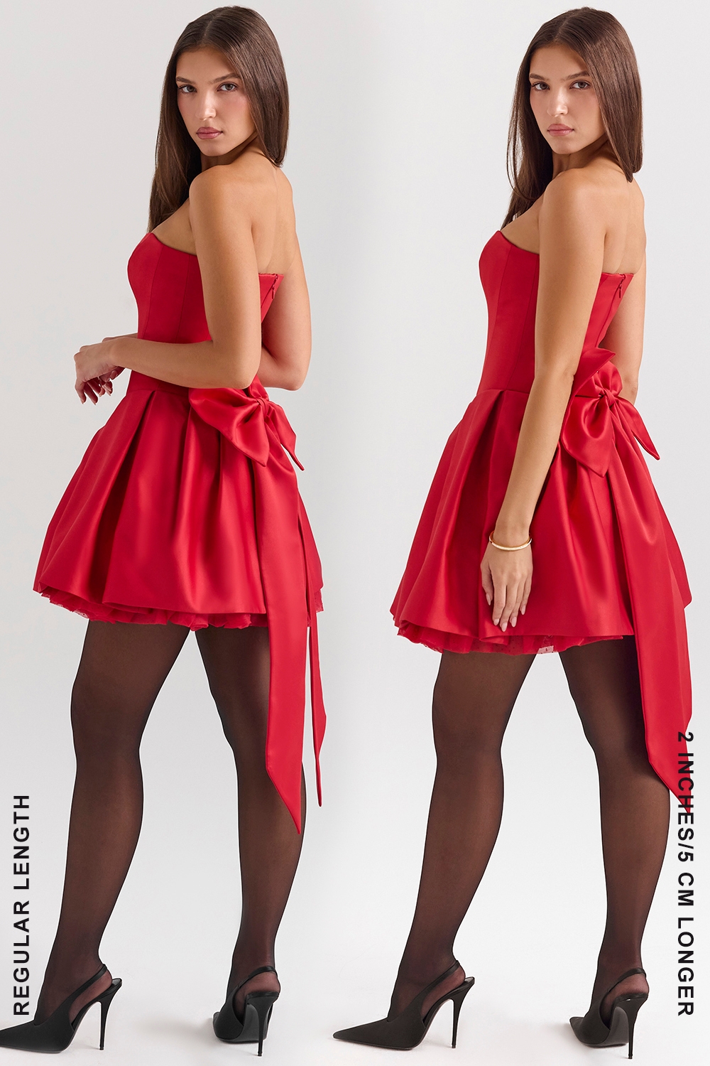 Holly Red Satin Detachable Bow Mini Dress - TREBLEV