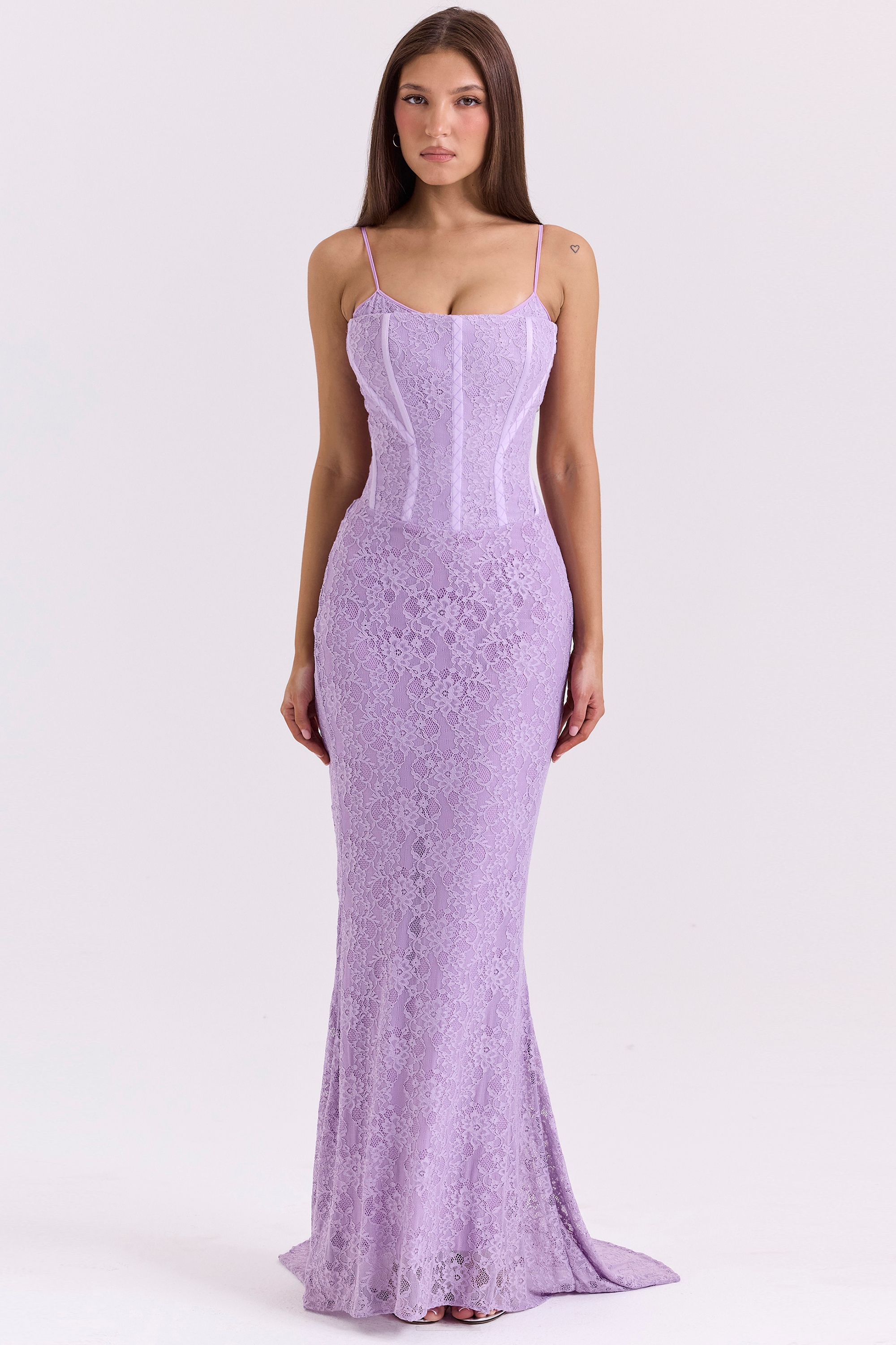 Orchid Lace Corset Maxi Dress - TREBLEV
