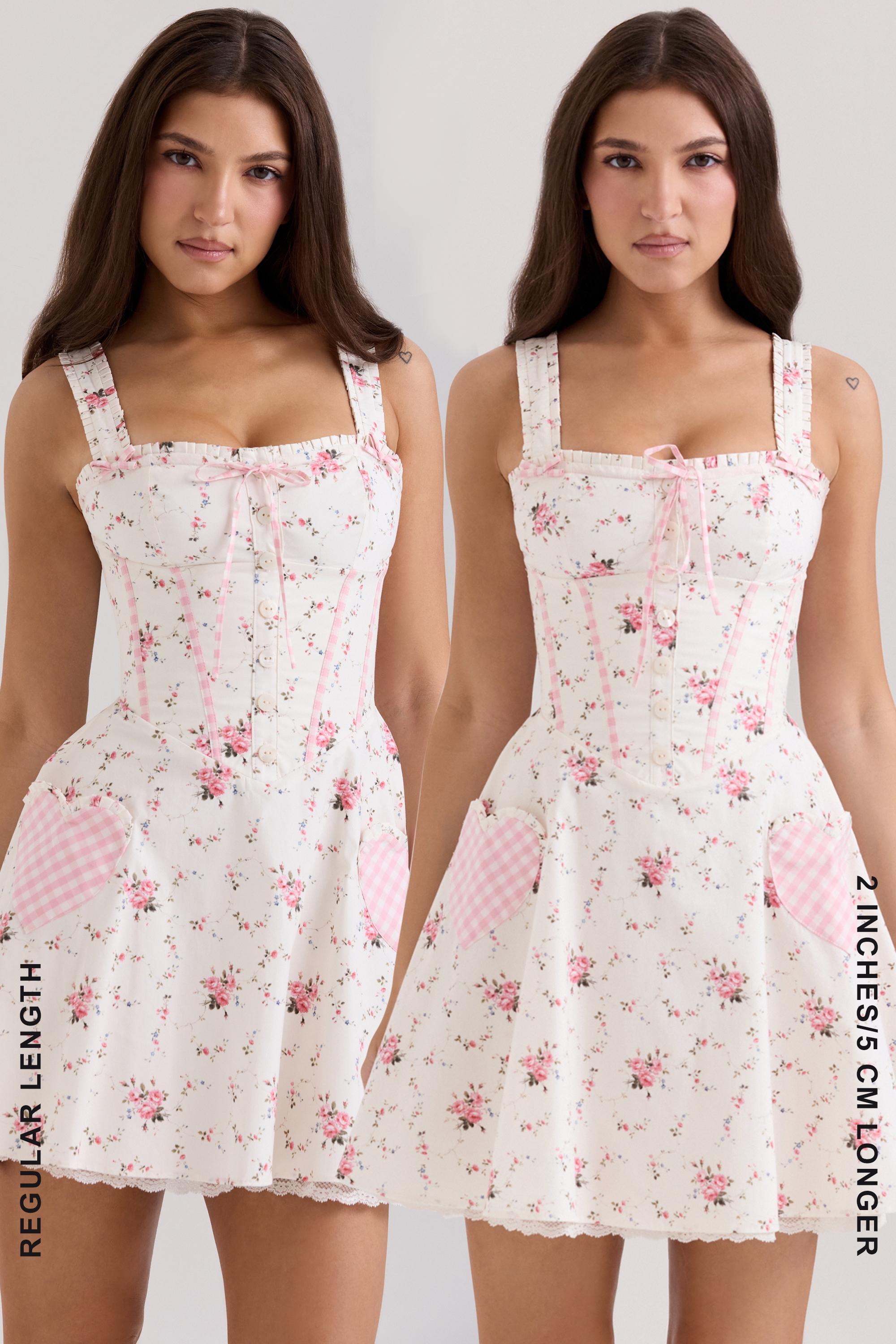 Cream Rose Print Stretch Cotton Mini Dress - TREBLEV