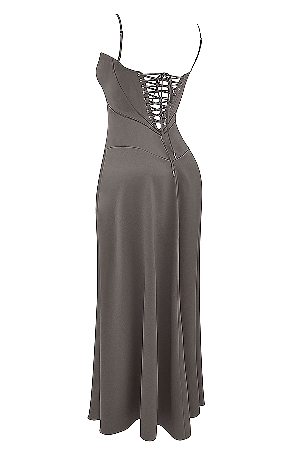 Smoke Lace Up Maxi Dress - TREBLEV