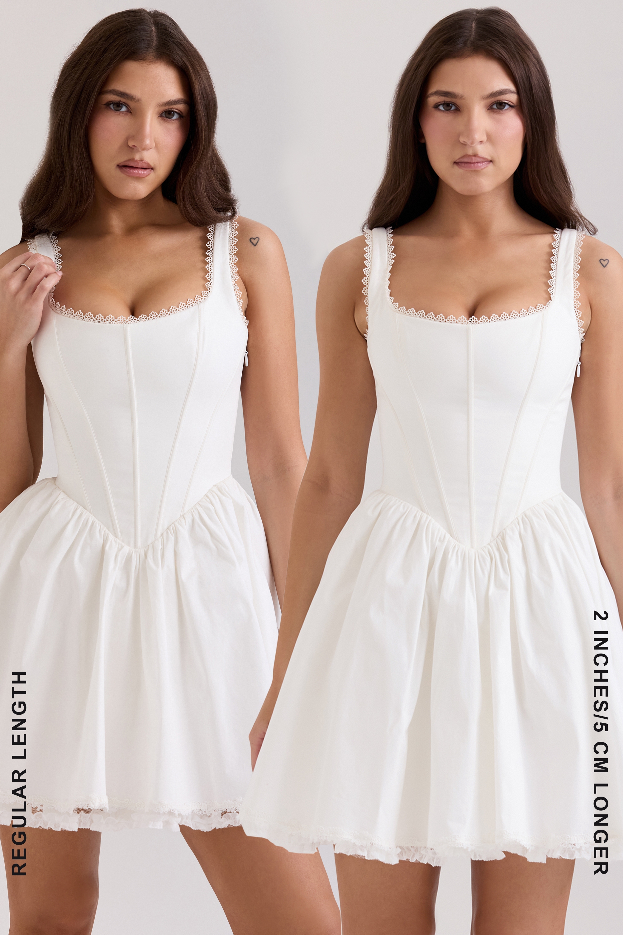 White Stretch Cotton Mini Dress - TREBLEV