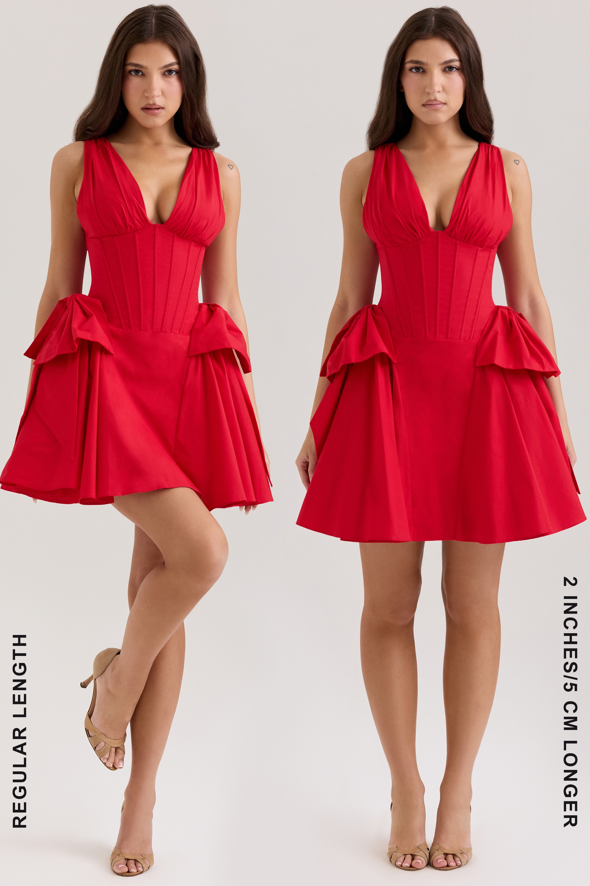 Red Cotton Bow Mini Dress - TREBLEV