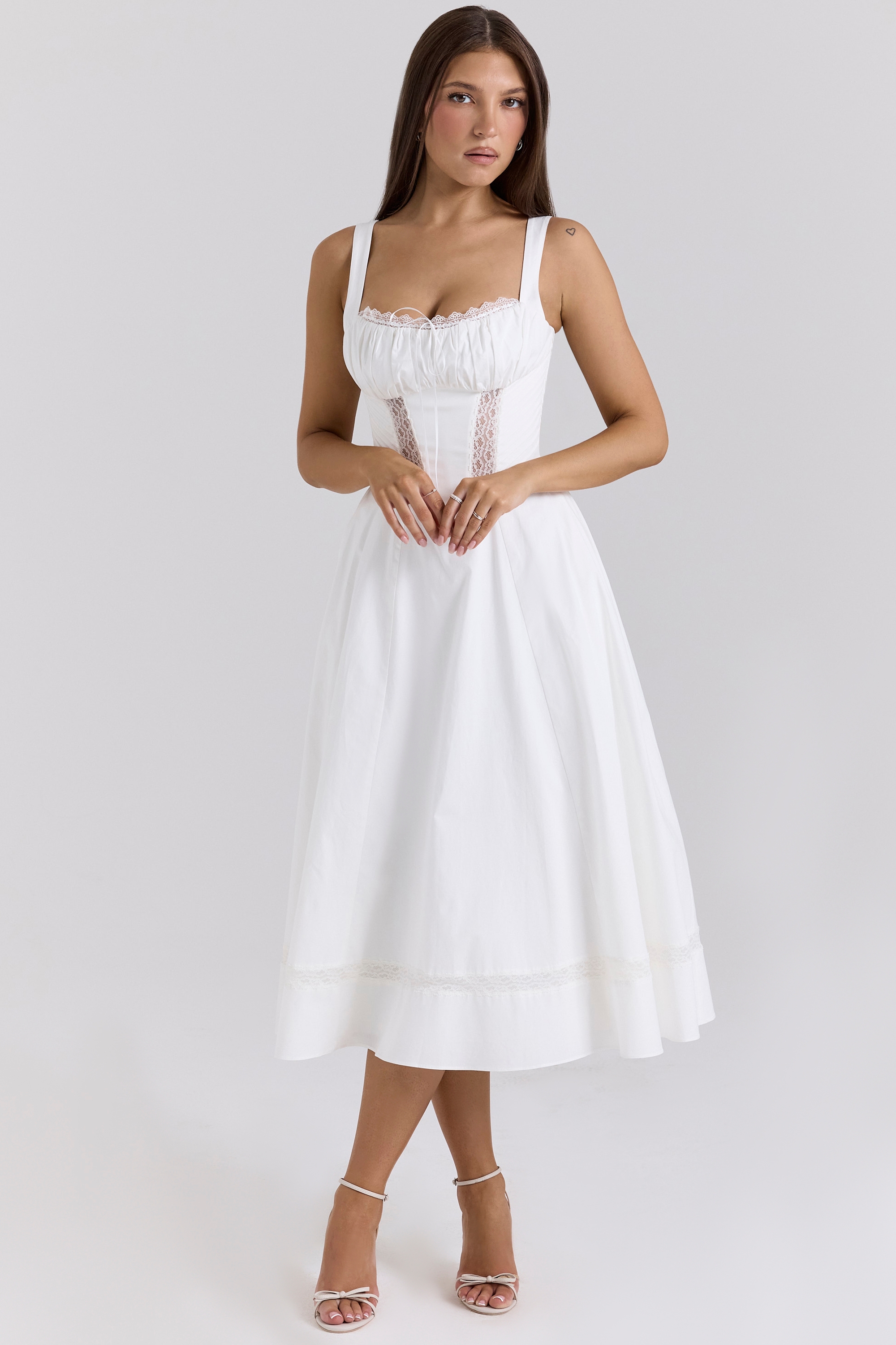 White Cotton Midi Sundress - TREBLEV