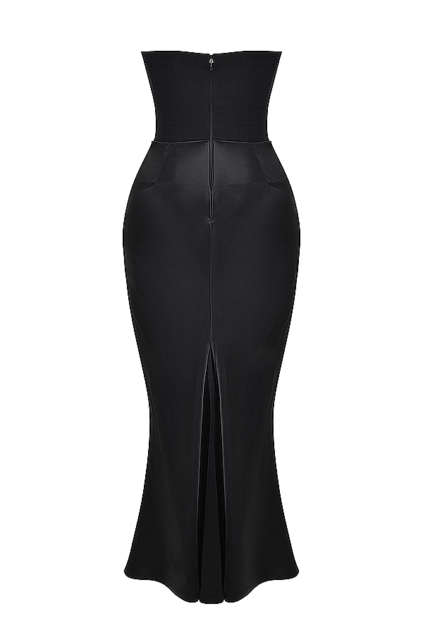 Black Strapless Corset Dress - TREBLEV