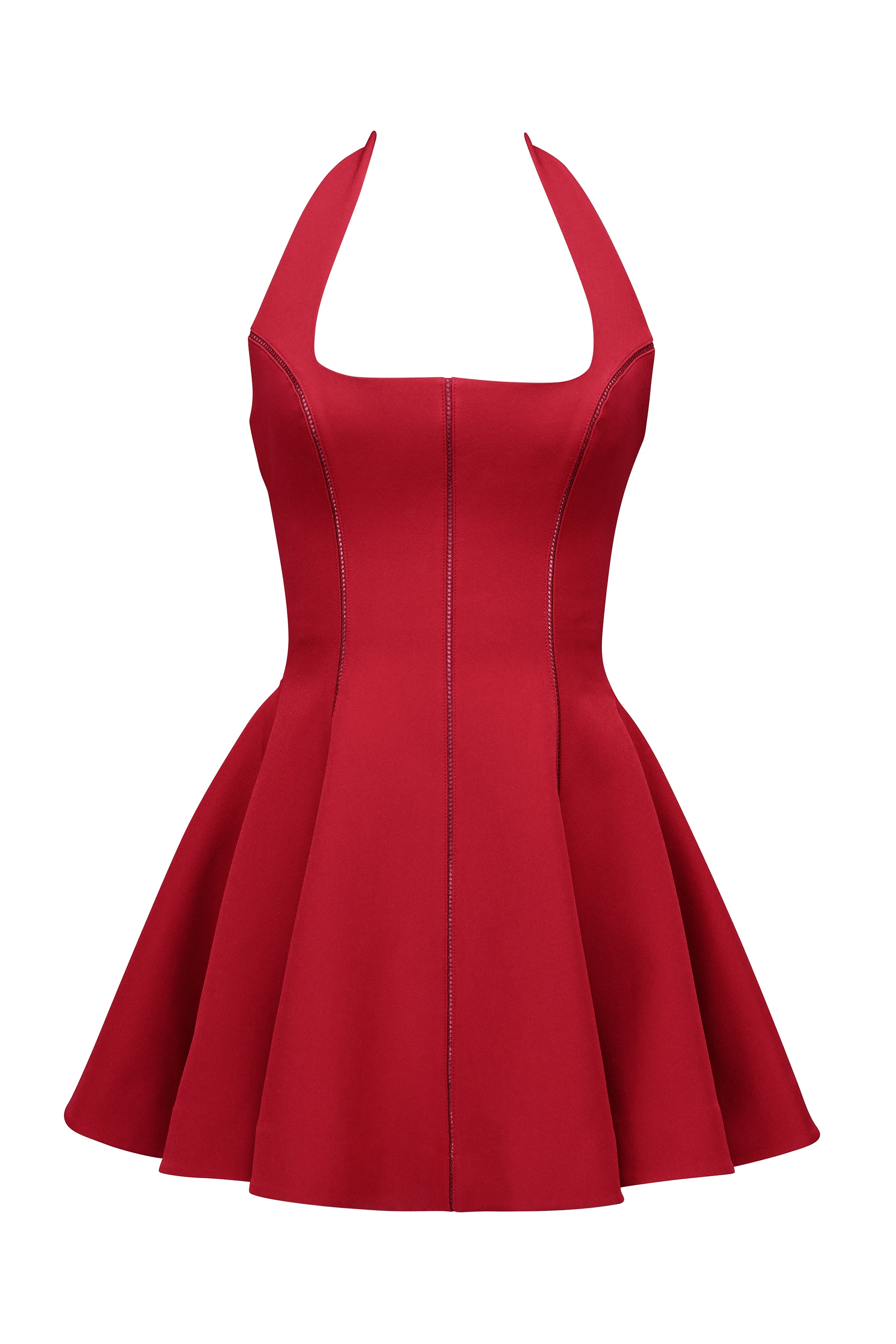Red Halter Neck Bow Mini Dress - TREBLEV