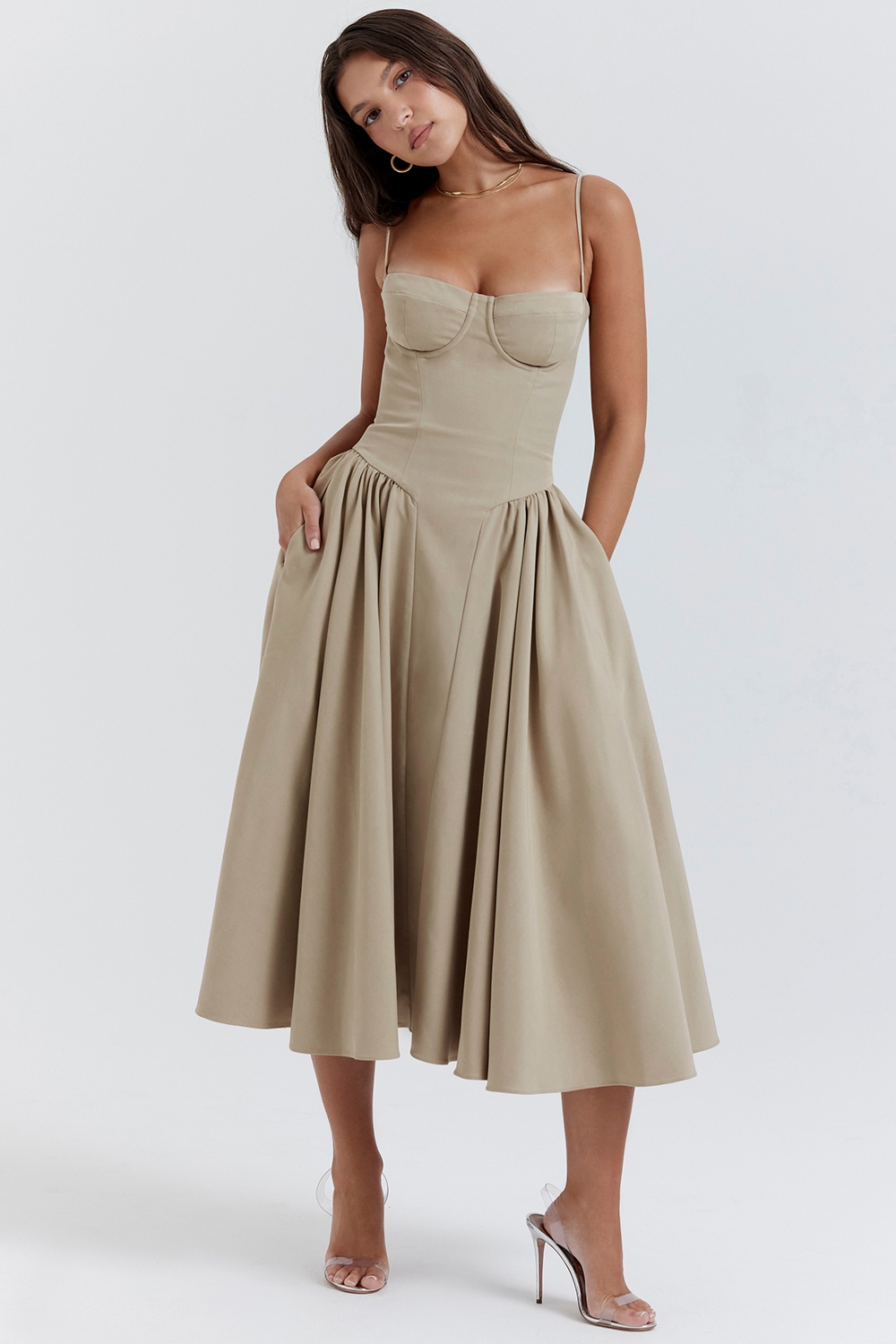 Taupe Corset Sundress - TREBLEV