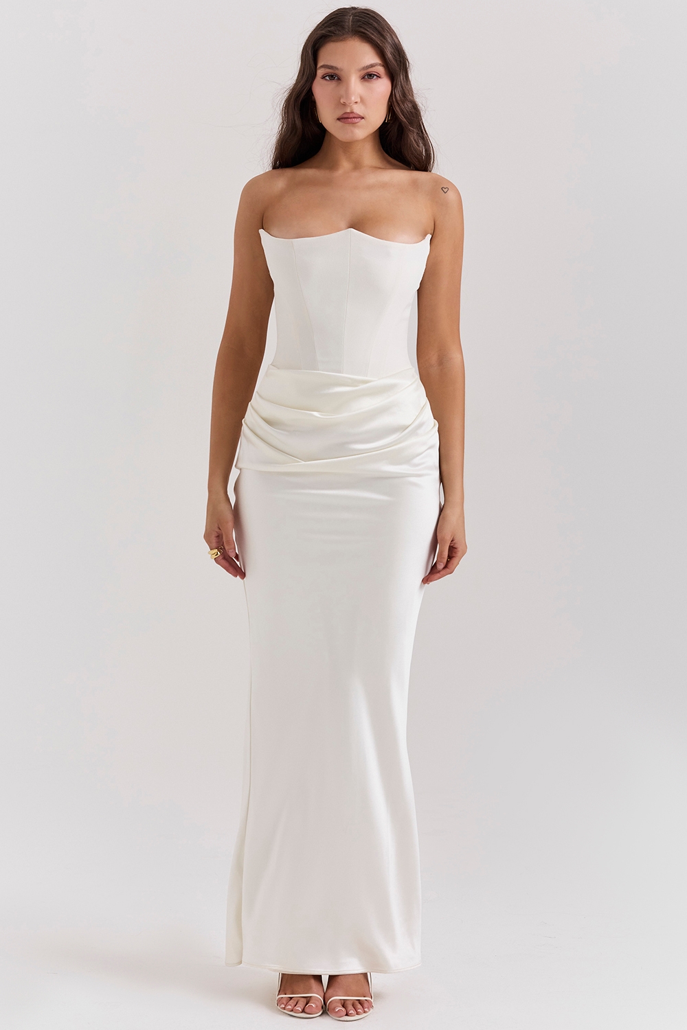 Ivory Strapless Corset Dress - TREBLEV