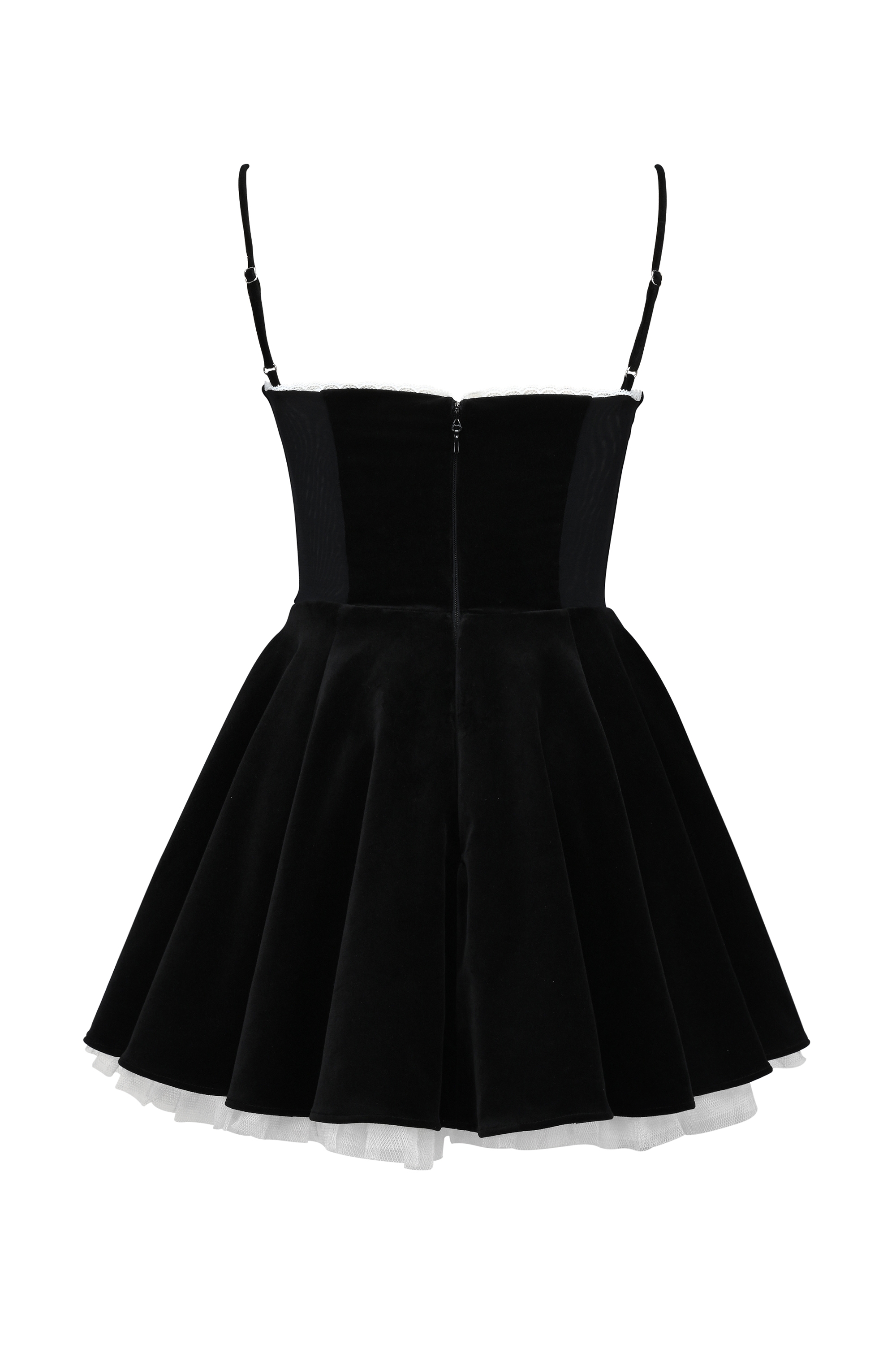 Black Velvet Tulle Mini Dress - TREBLEV