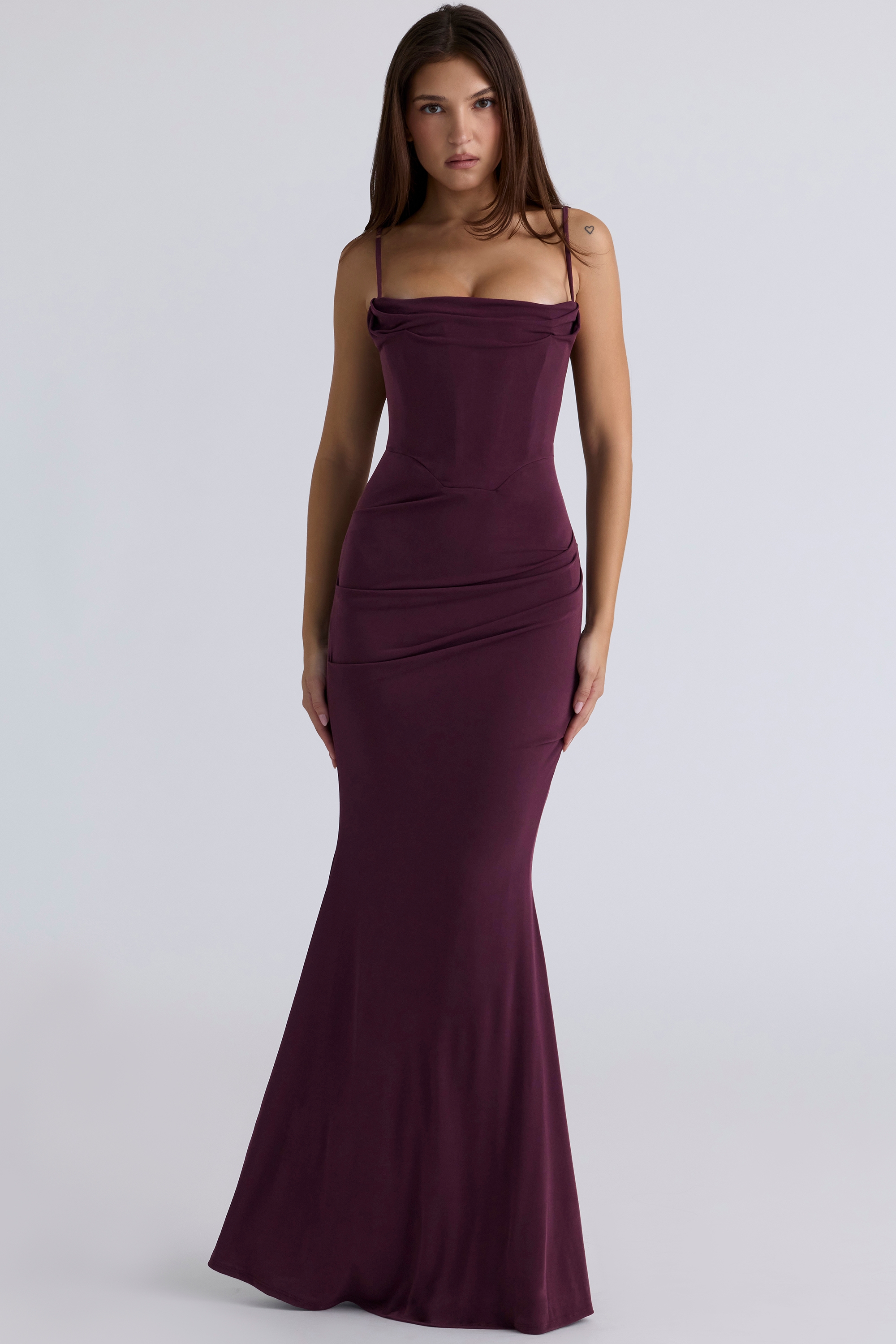 Dark Cherry Corset Maxi Dress - TREBLEV