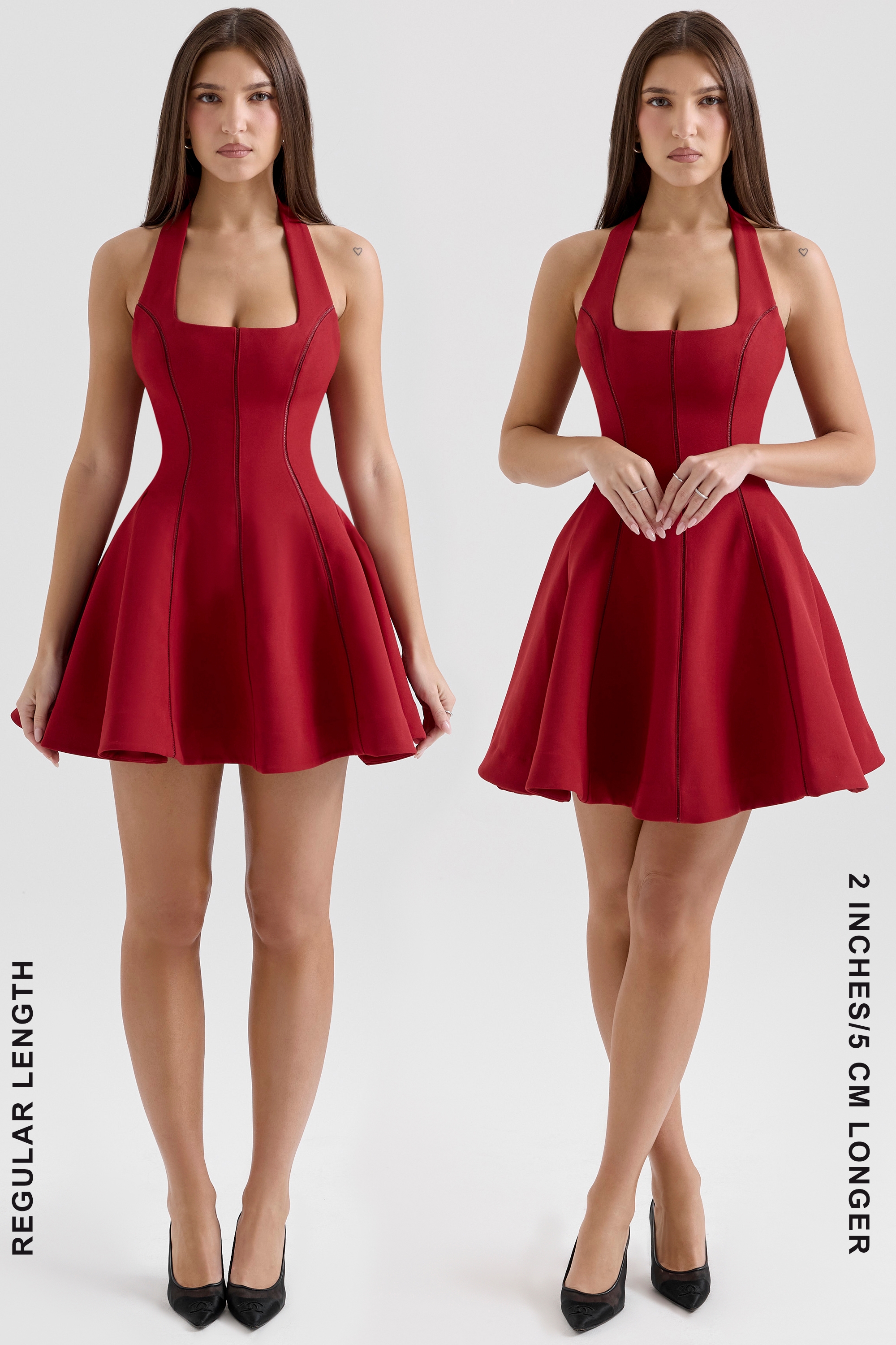 Red Halter Neck Bow Mini Dress - TREBLEV