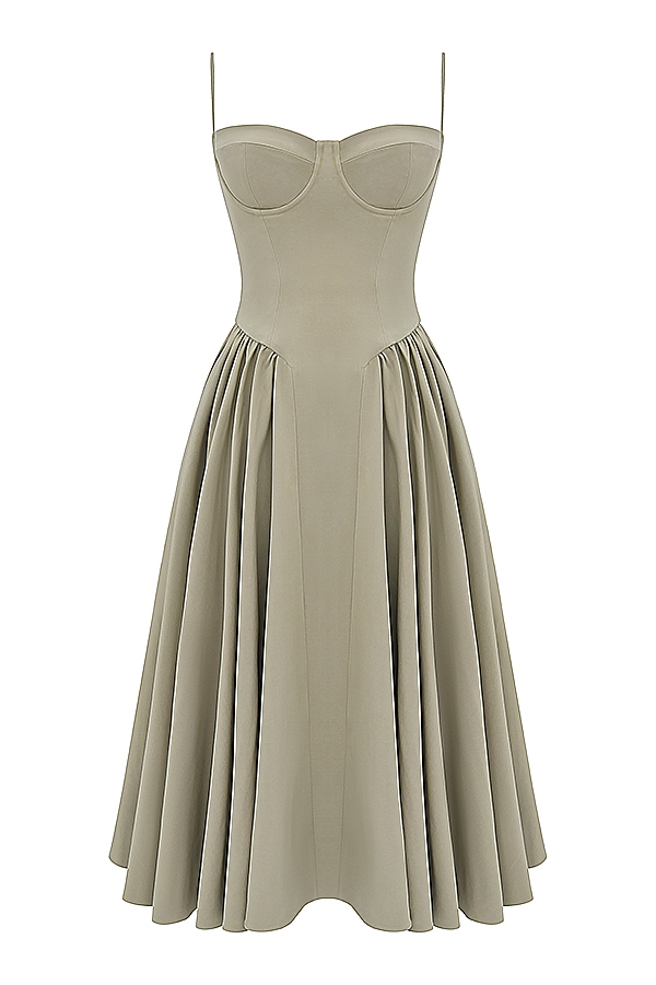 Taupe Corset Sundress - TREBLEV