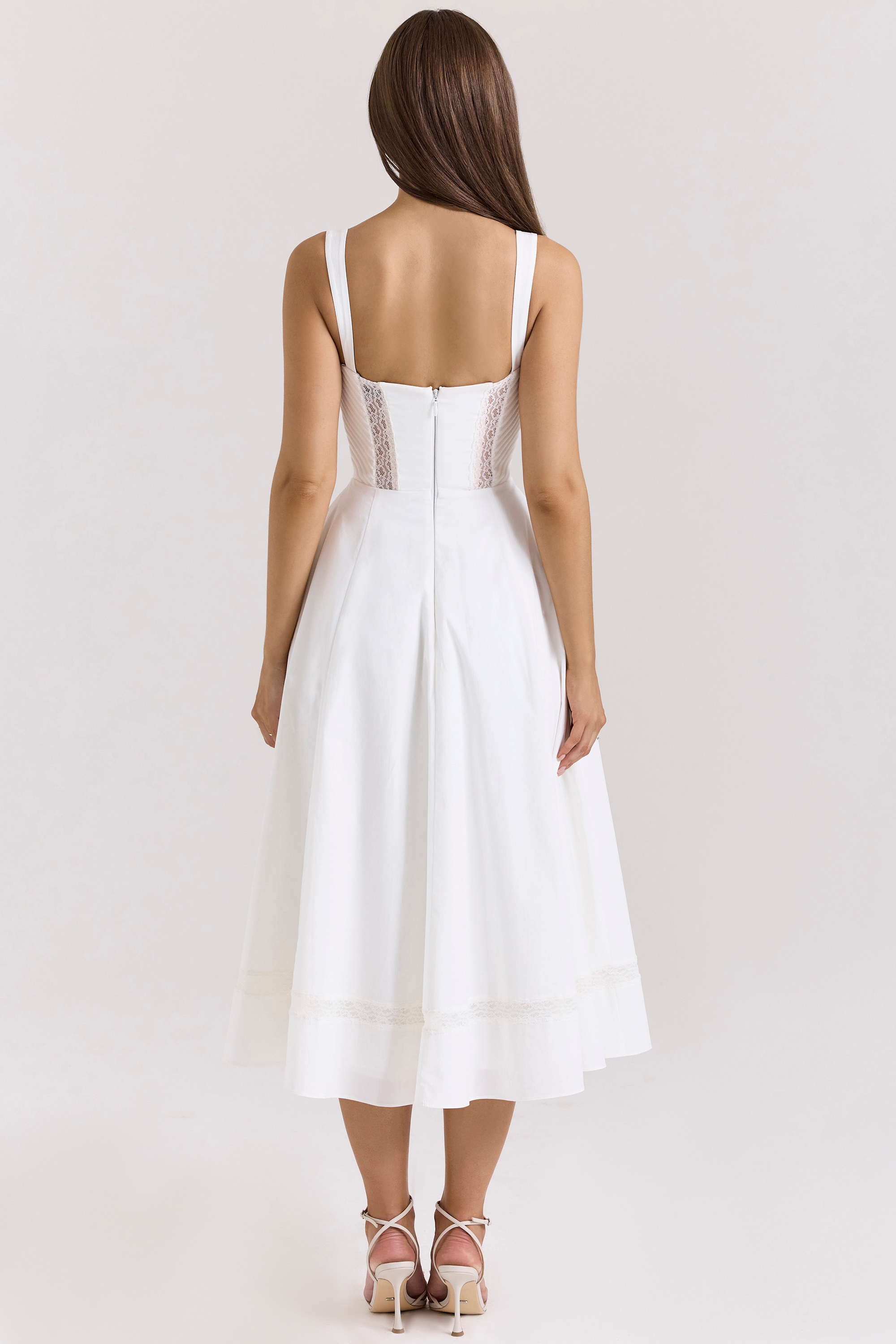 White Cotton Midi Sundress - TREBLEV