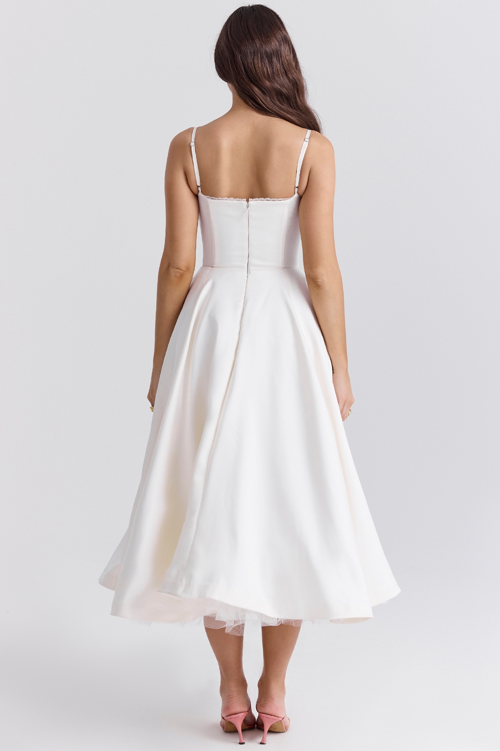 White Tulle Midi Dress - TREBLEV